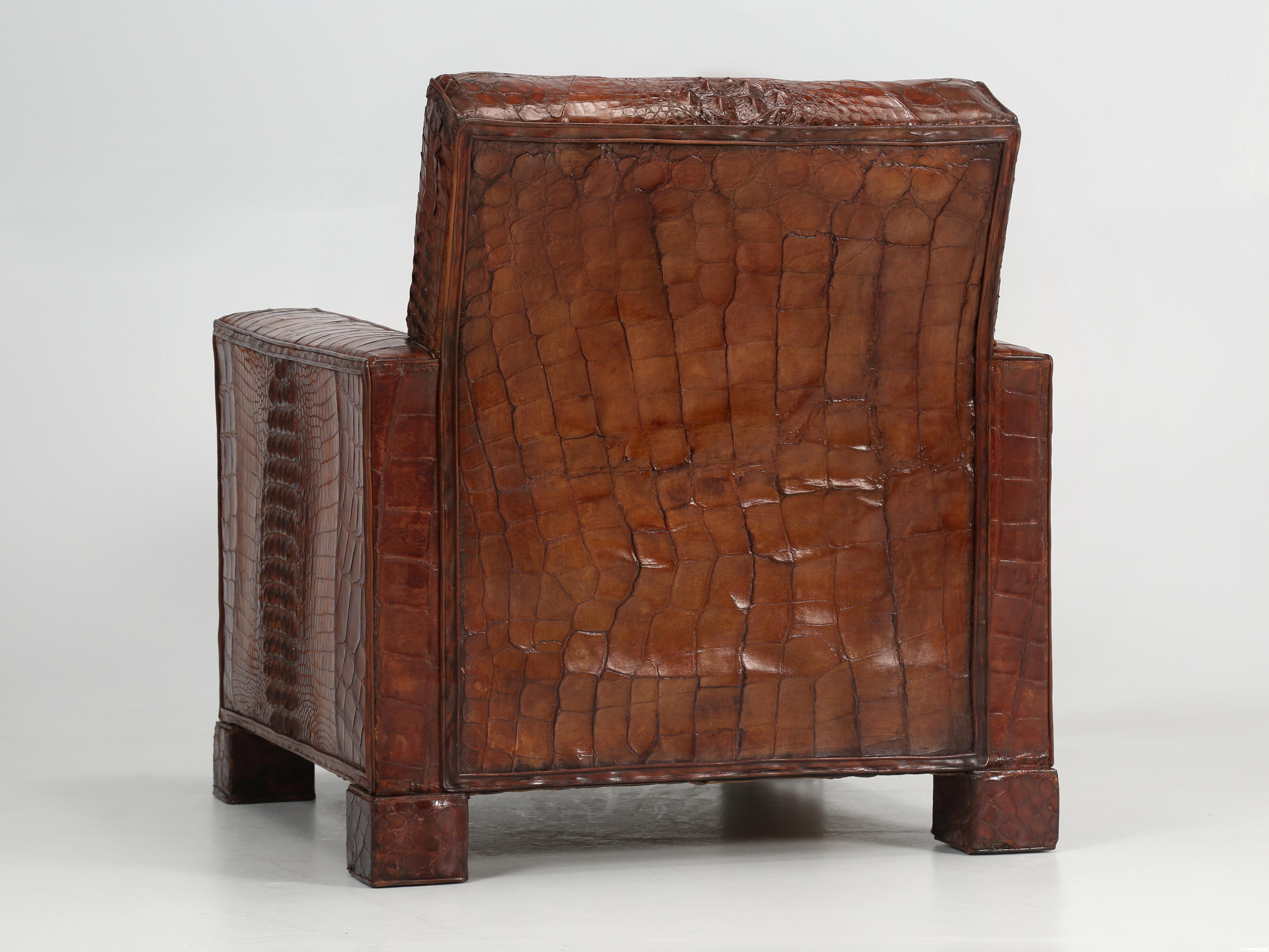 Crocodile French Club Chair Style of Jean-Michel Frank Sympathetic Restoration For Sale 14