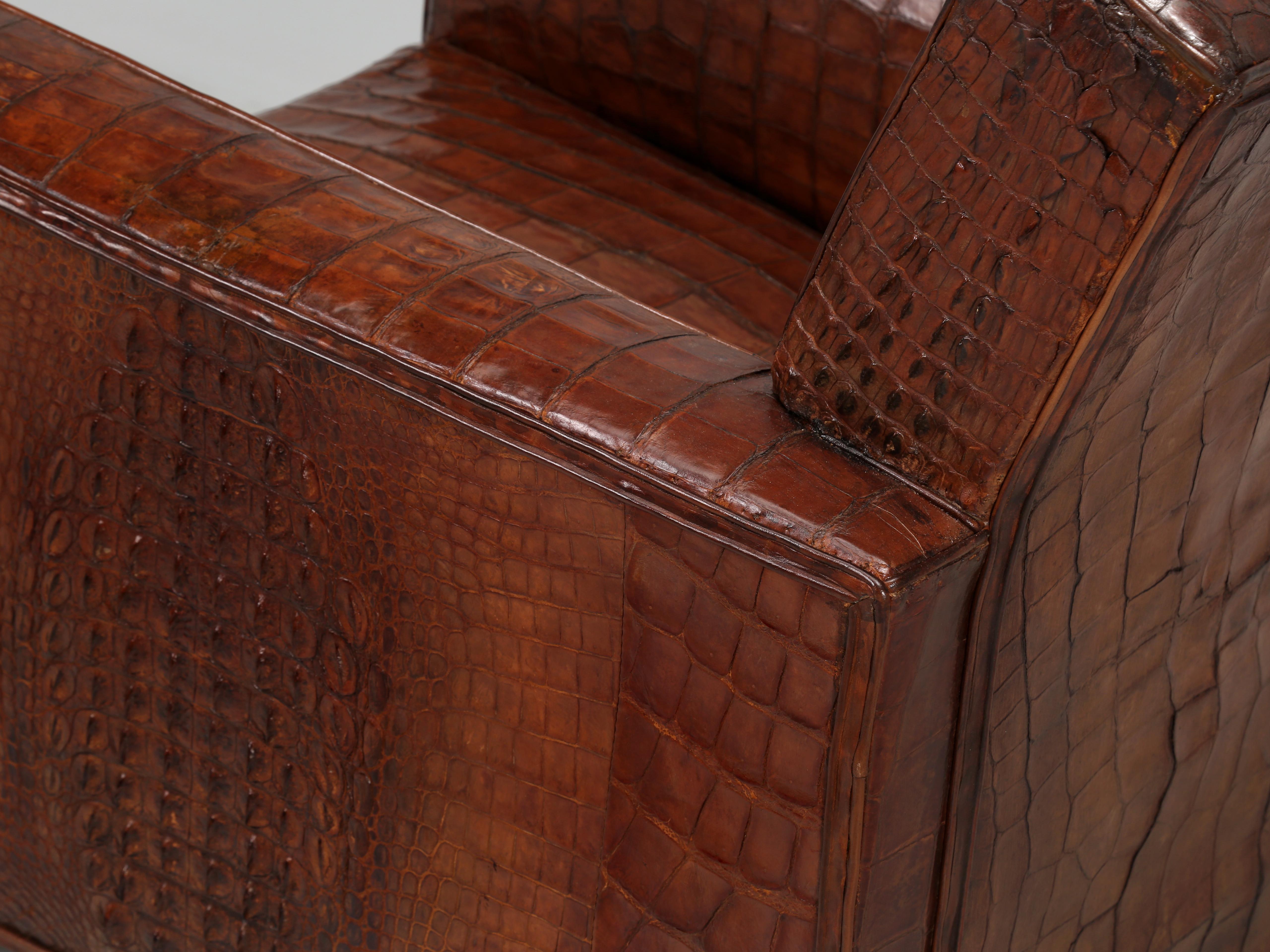 Crocodile French Club Chair Style of Jean-Michel Frank Sympathetic Restoration For Sale 1
