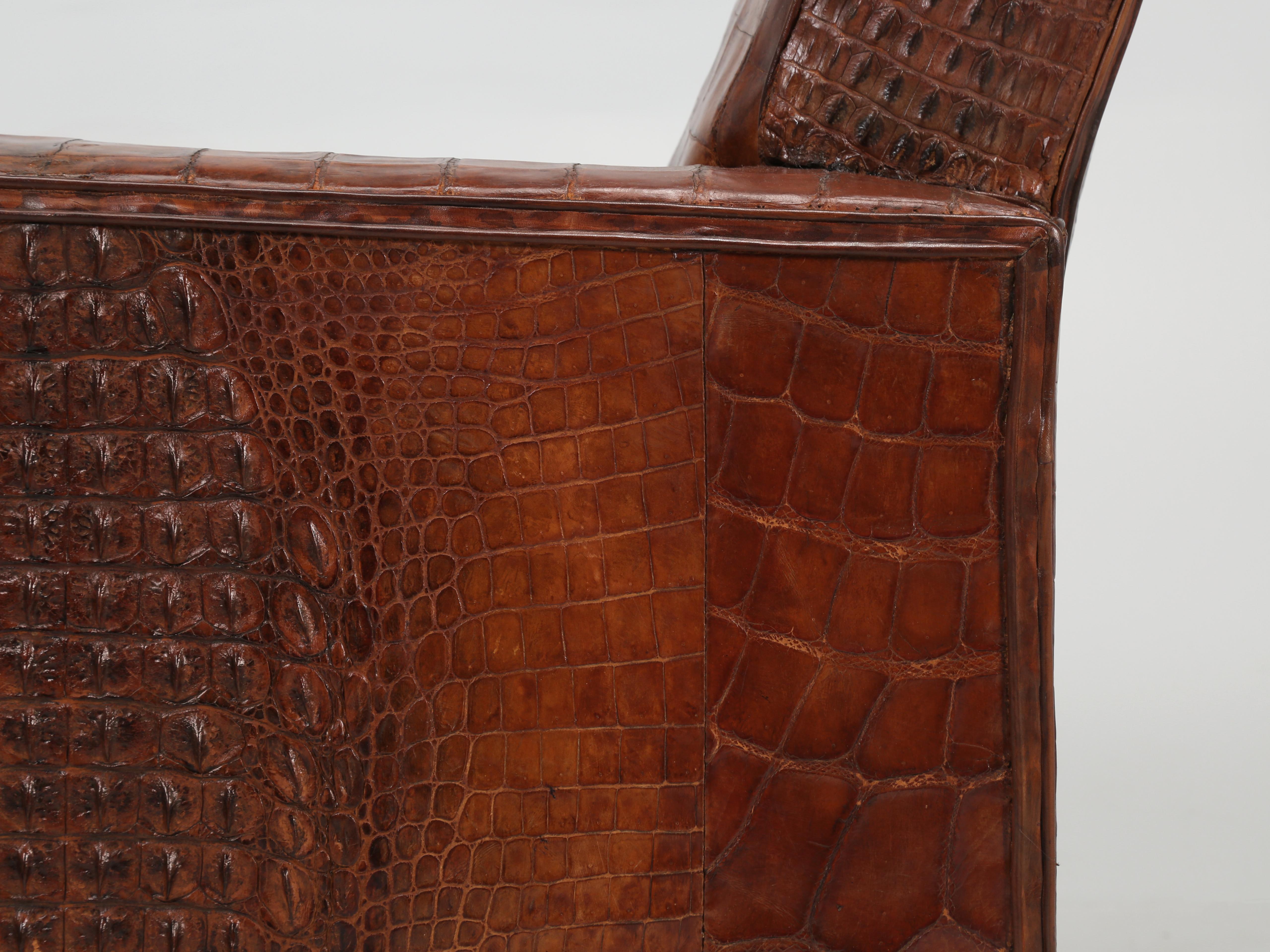Crocodile French Club Chair Style of Jean-Michel Frank Sympathetic Restoration For Sale 2