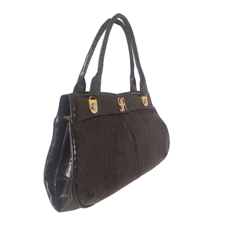 Keine Marke Krokodil-Handtasche Größe Einzigartig (Schwarz) im Angebot