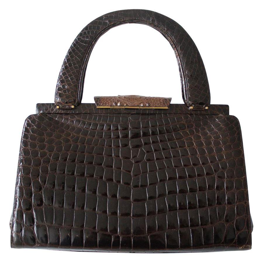 Handtasche aus Krokodil im Zustand „Hervorragend“ im Angebot in Gazzaniga (BG), IT