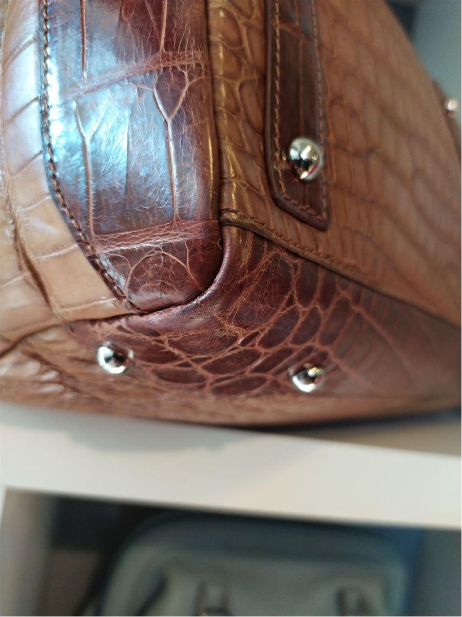 Brown Colombo, Via Spiga Crocodile handbag size Unique For Sale