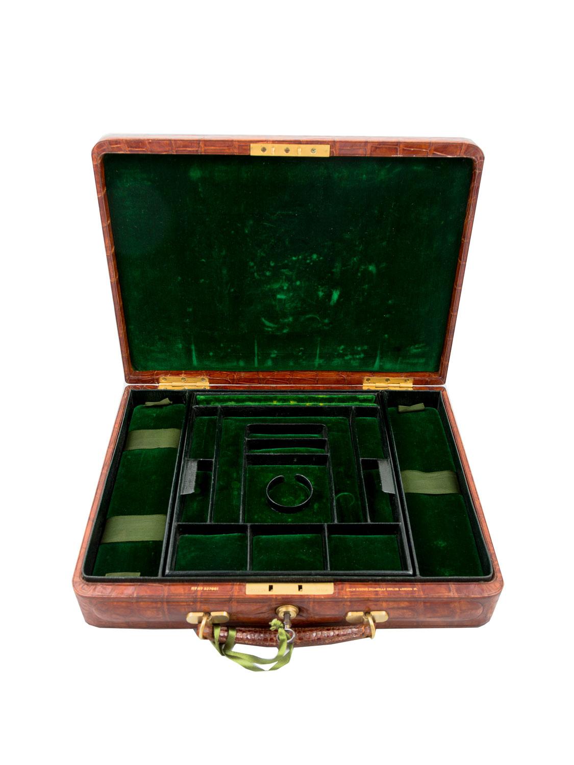 Early 20th Century Crocodile Jewelry Case by Drew & Sons, English, circa 1900