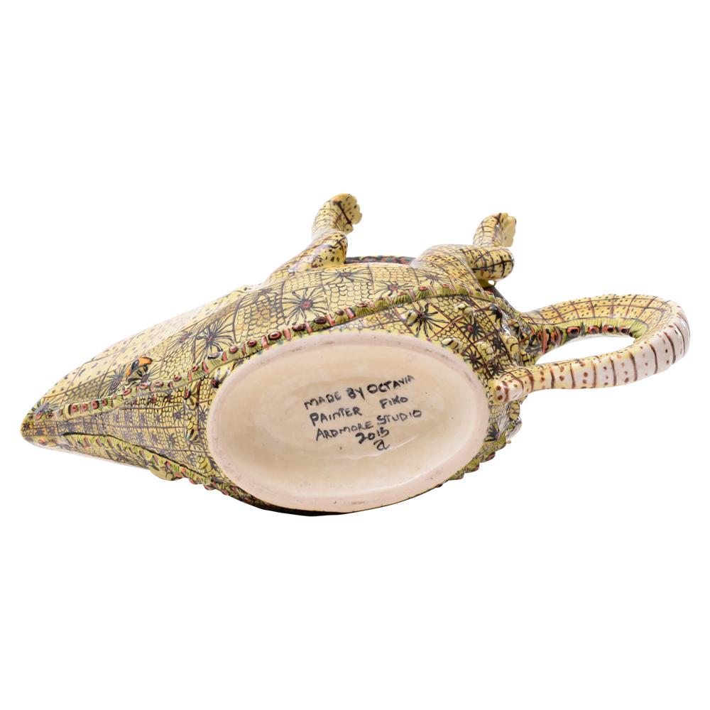 Handgefertigter Krokodilkrug aus Keramik, hergestellt in Südafrika im Zustand „Neu“ im Angebot in North Miami, FL