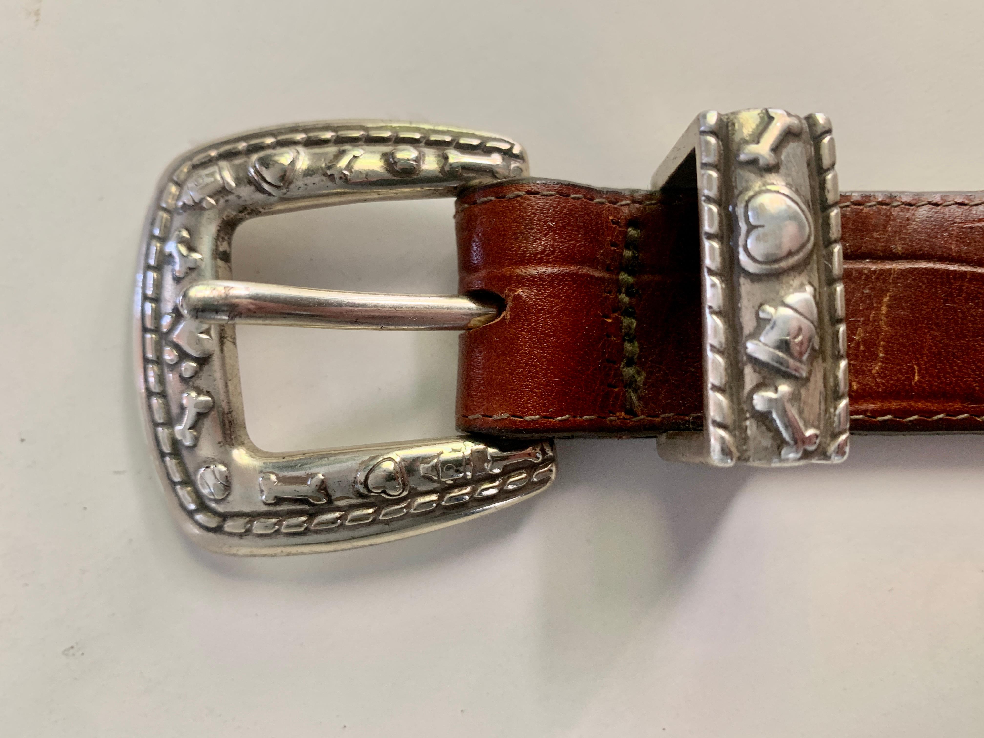 Crocodile Leather Embossed Dog Collar with Silver Dog Emblems 3