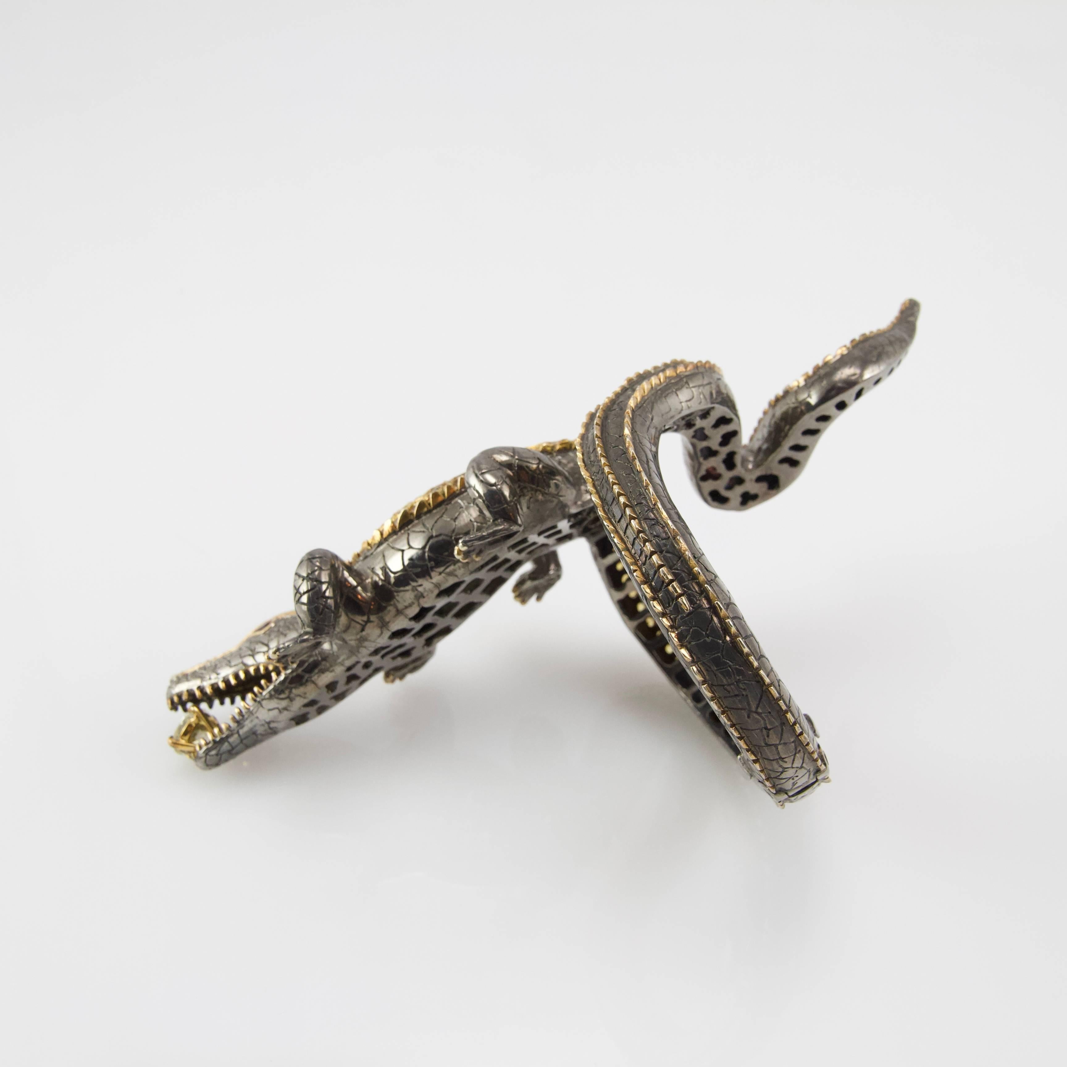 Crocodile Loving Diamond Bracelet by Terzian For Sale 6