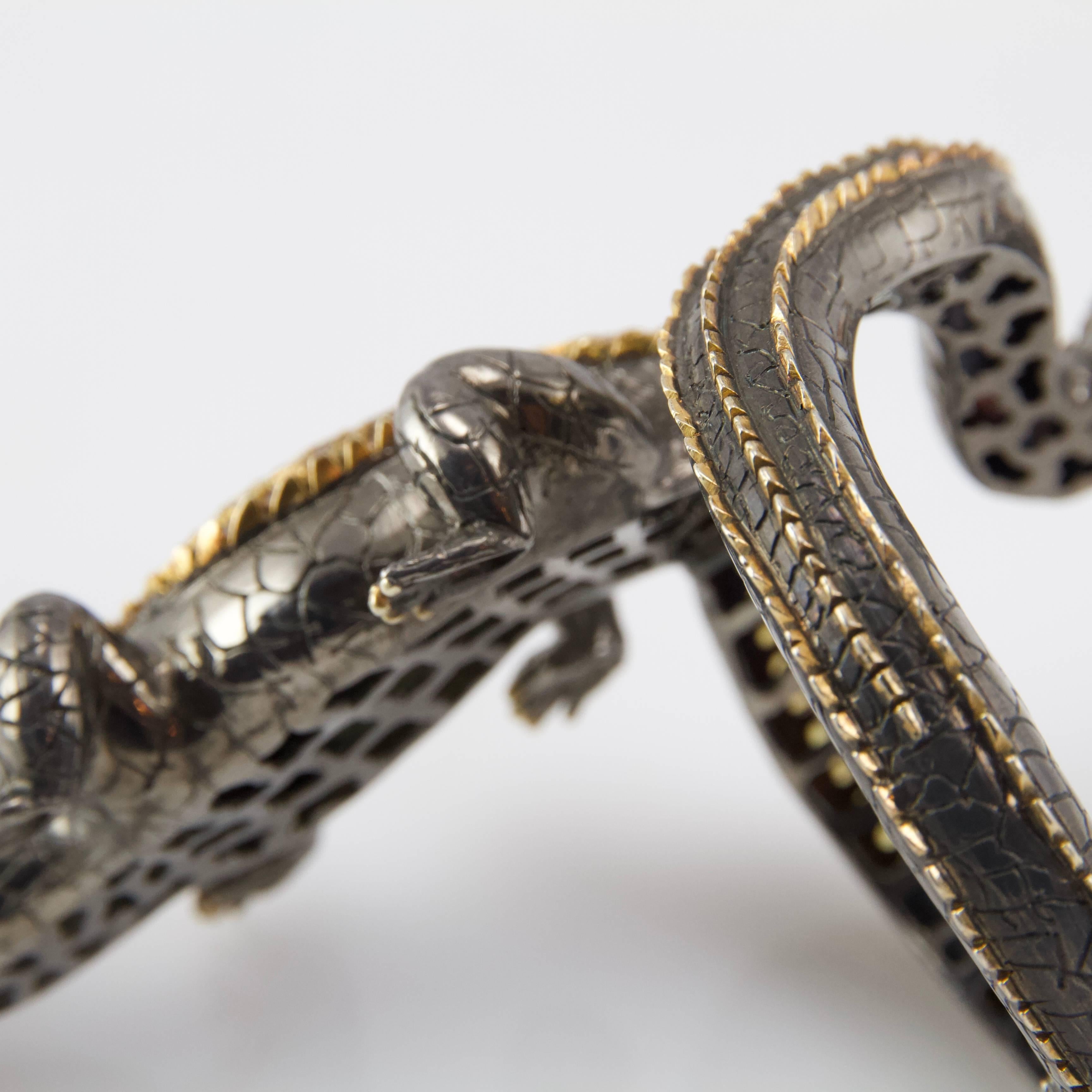 Crocodile Loving Diamond Bracelet by Terzian For Sale 7