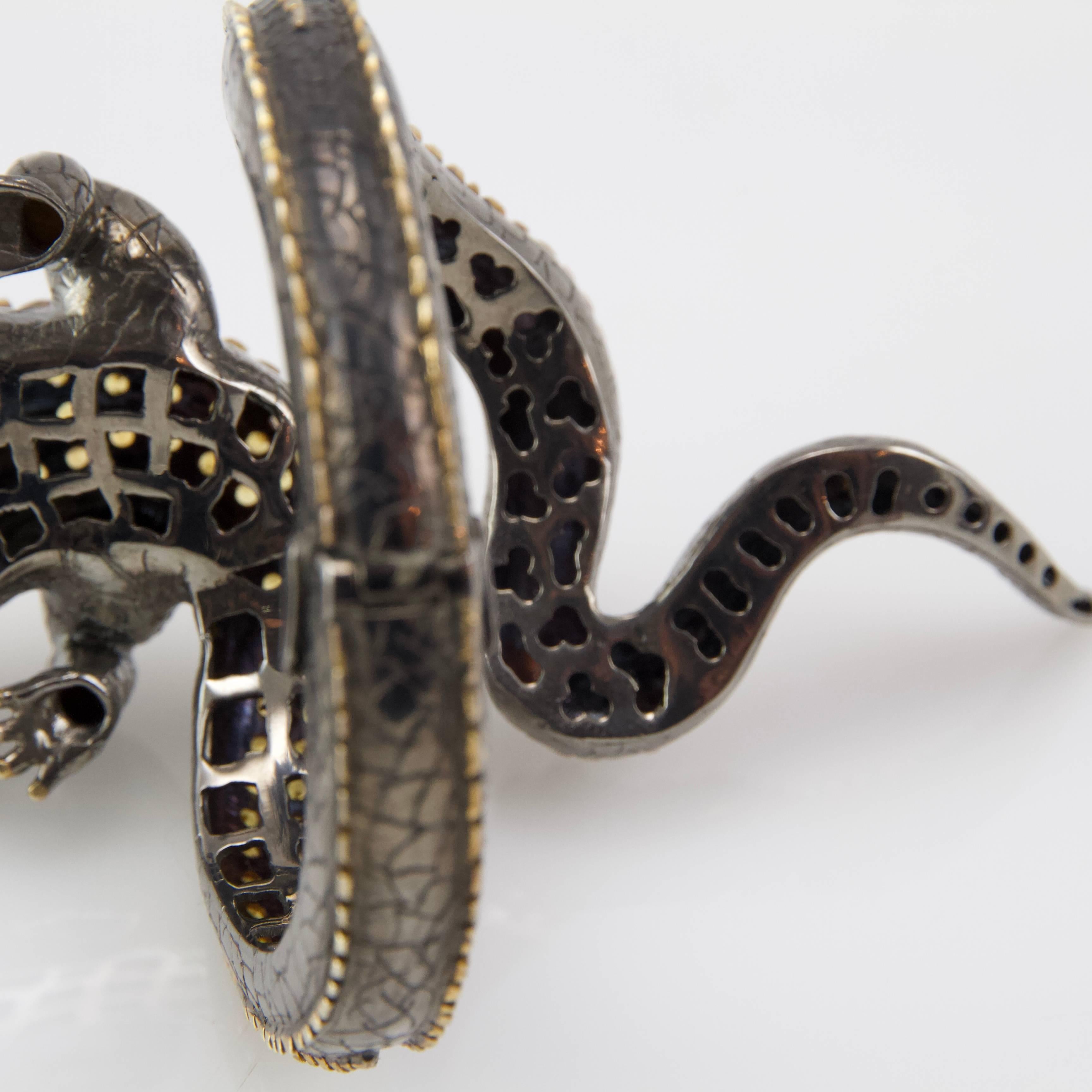 Crocodile Loving Diamond Bracelet by Terzian For Sale 9
