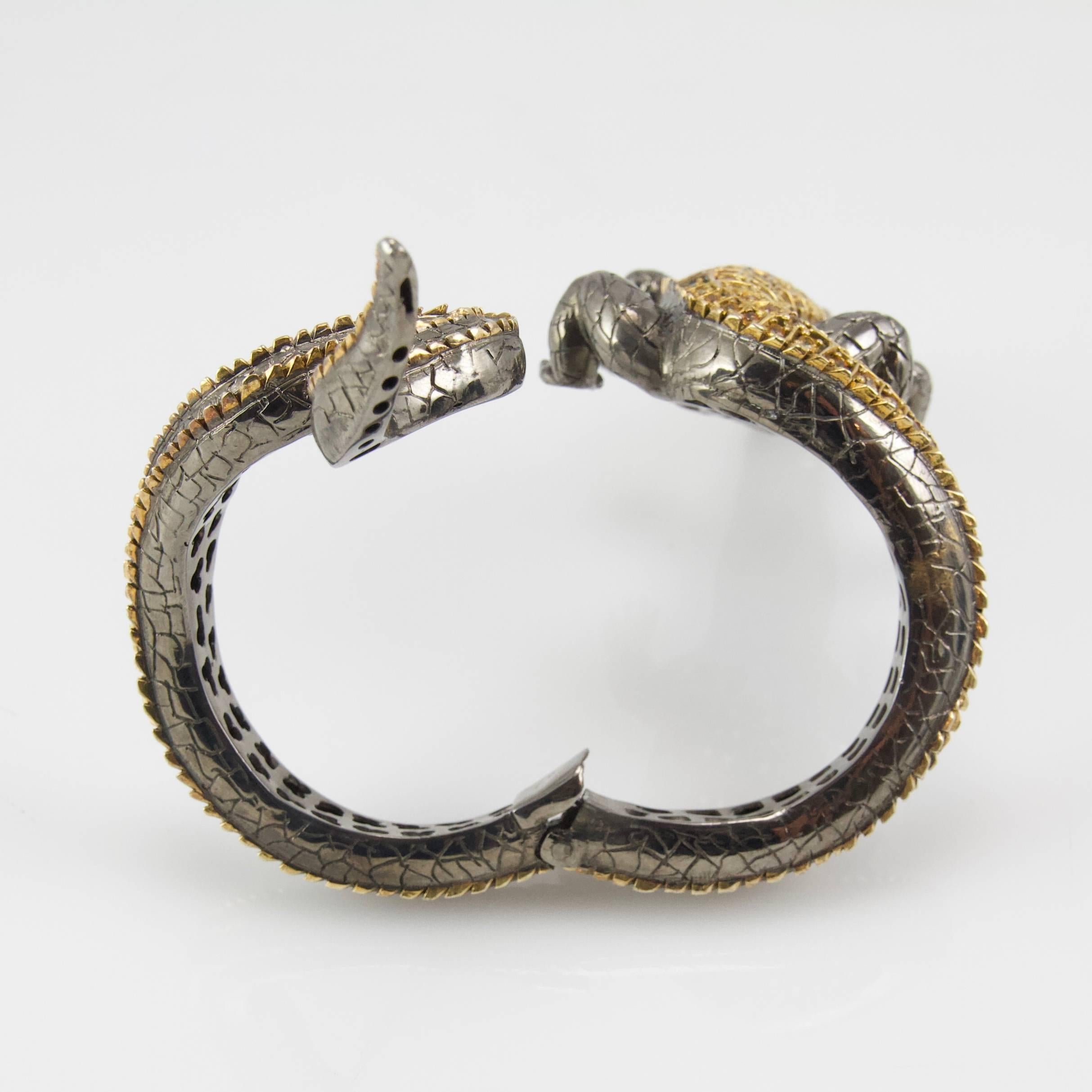 Crocodile Loving Diamond Bracelet by Terzian For Sale 11