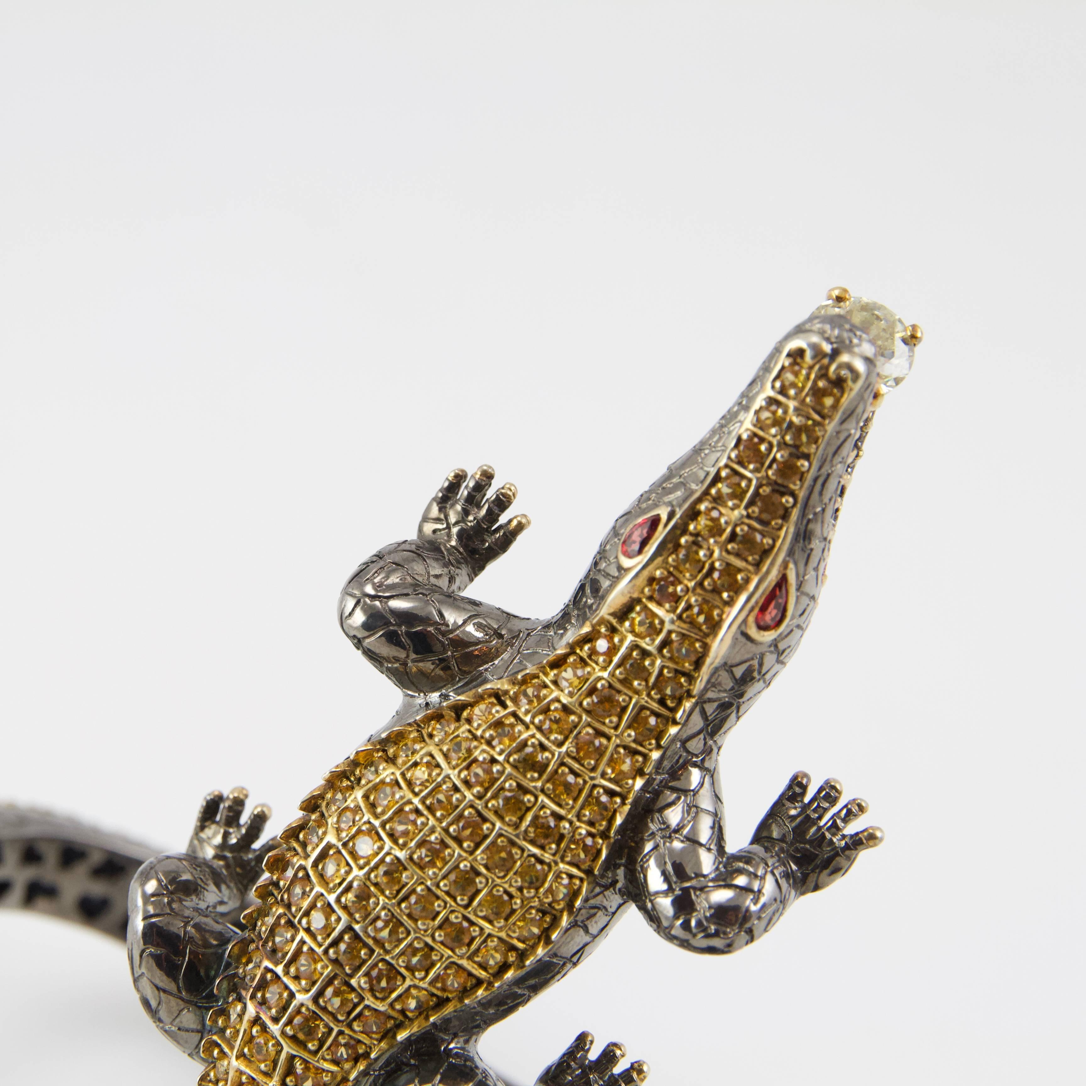 Crocodile Loving Diamond Bracelet by Terzian For Sale 13