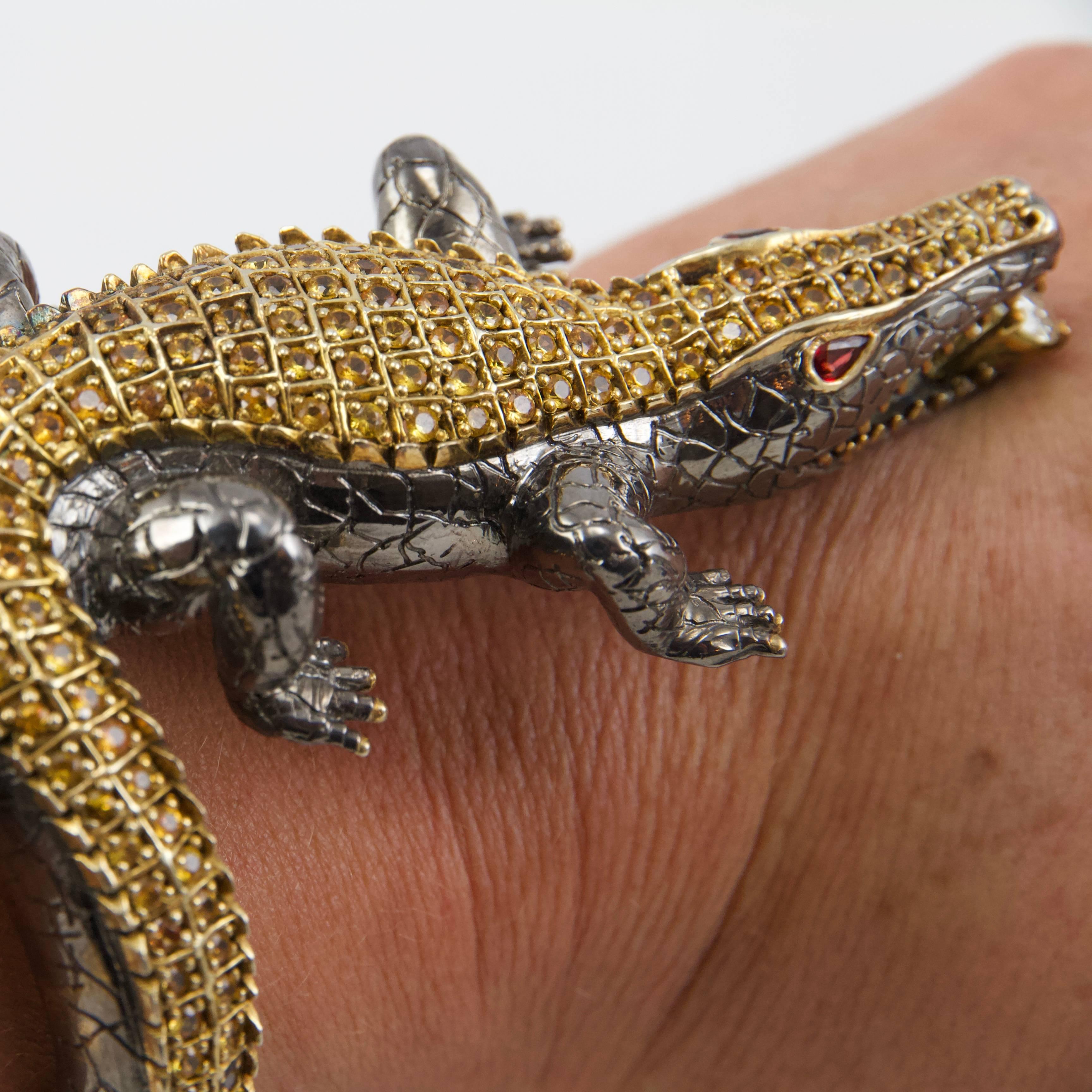 Crocodile Loving Diamond Bracelet by Terzian In New Condition For Sale In Paris, FR