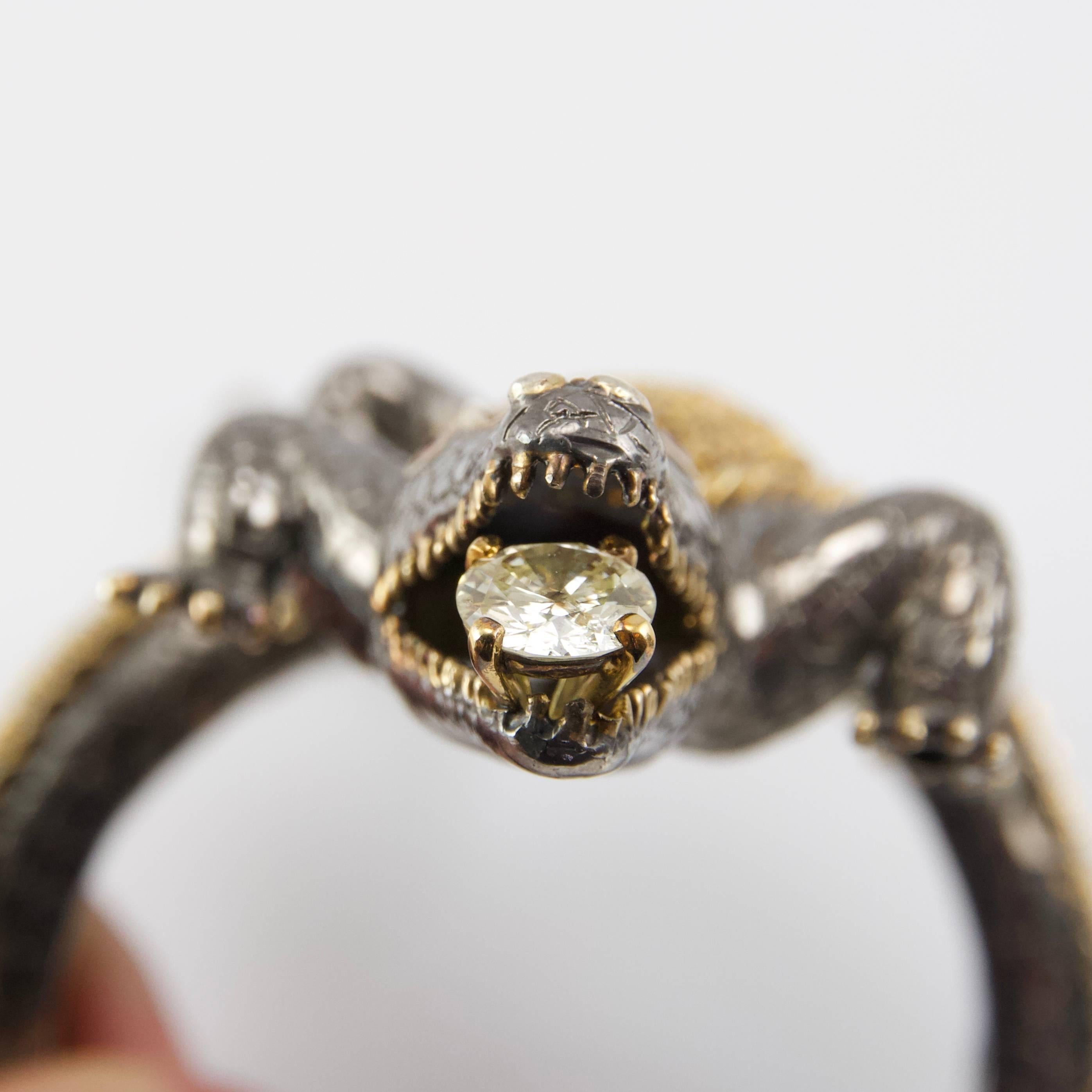 Crocodile Loving Diamond Bracelet by Terzian For Sale 2