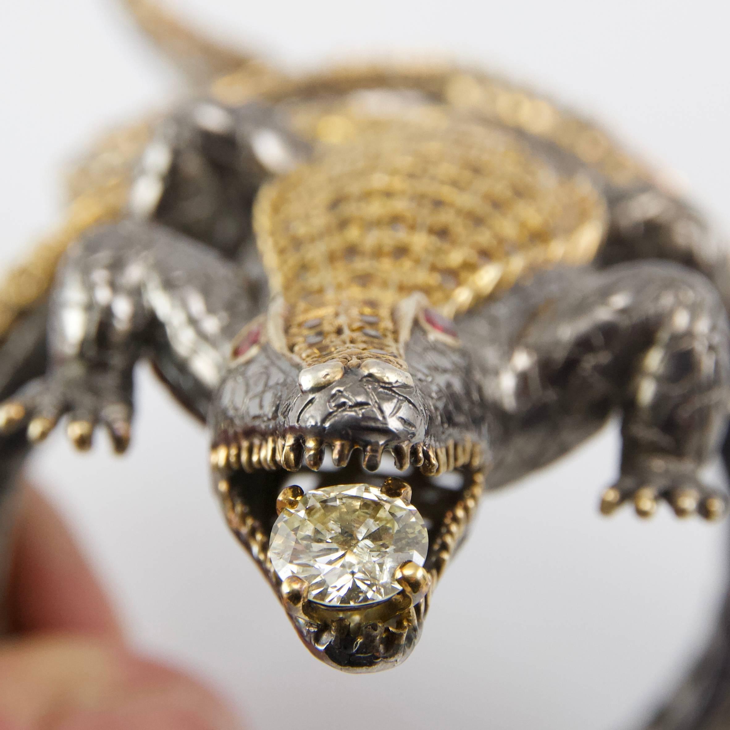 Crocodile Loving Diamond Bracelet by Terzian For Sale 3