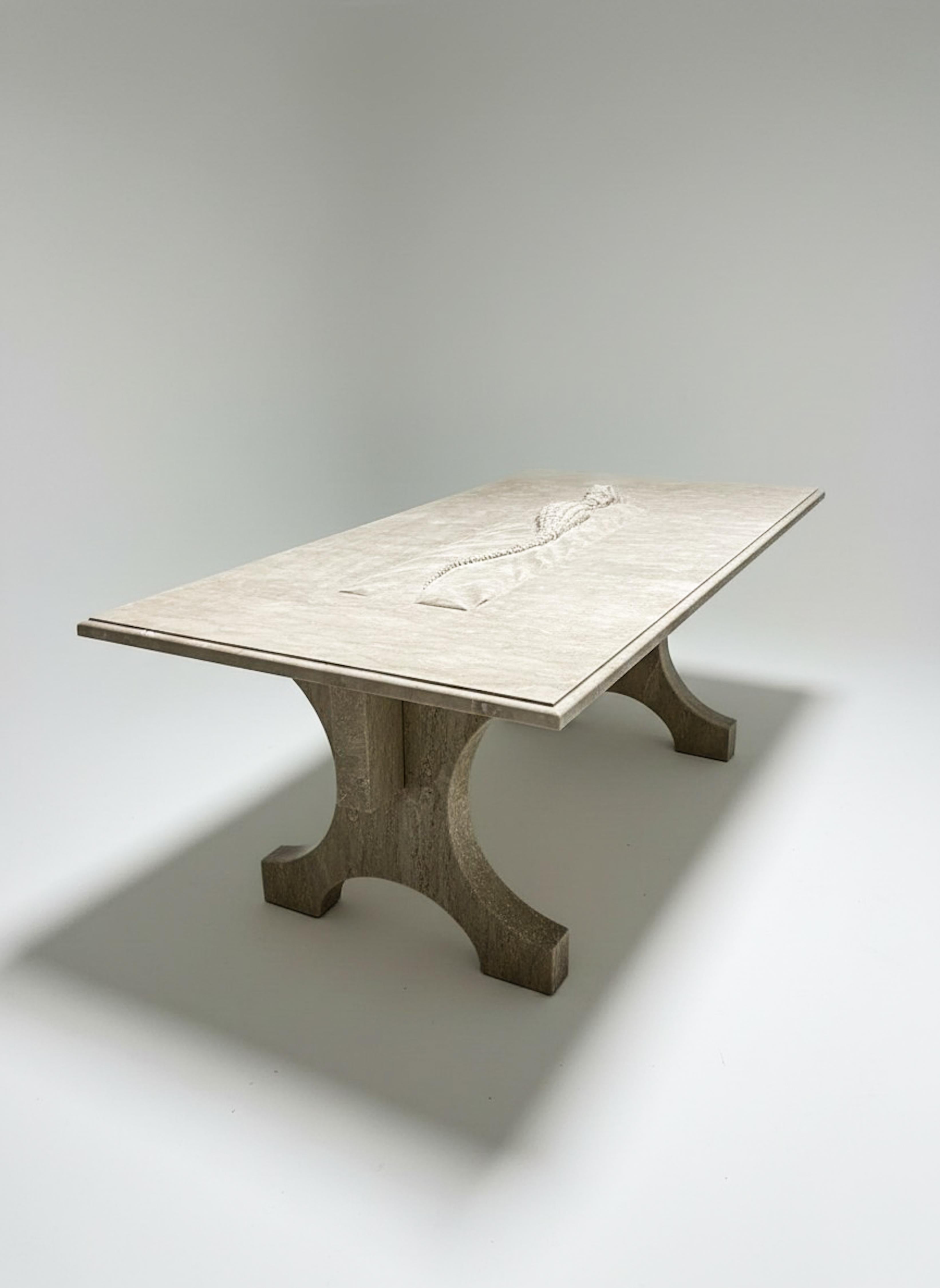 Crocodile Sculptural Marble Dining Table - Rustic Green Marble Table In New Condition For Sale In İnegöl, TR