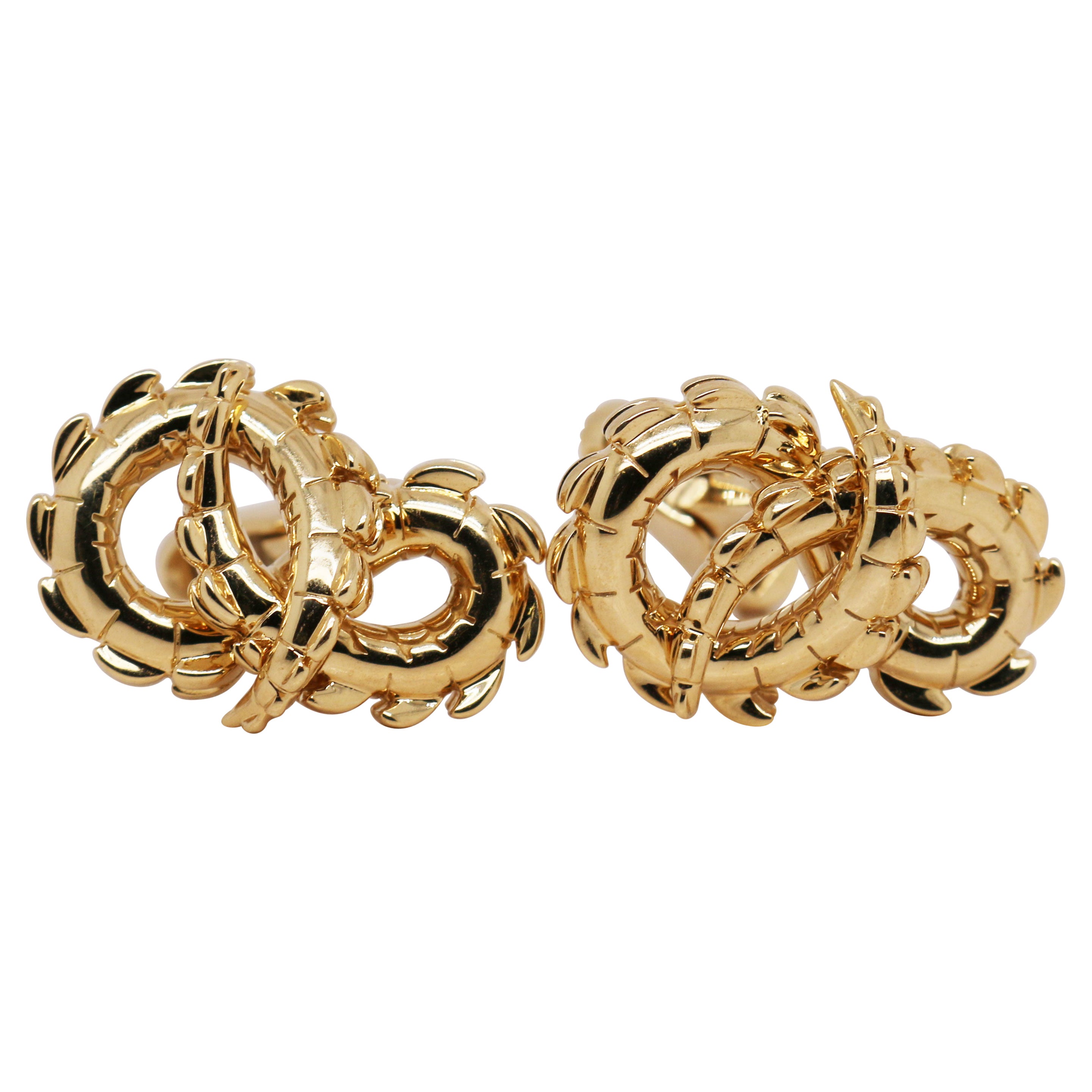 Crocodile Tail Cufflinks in Solid 18ct Yellow Gold For Sale