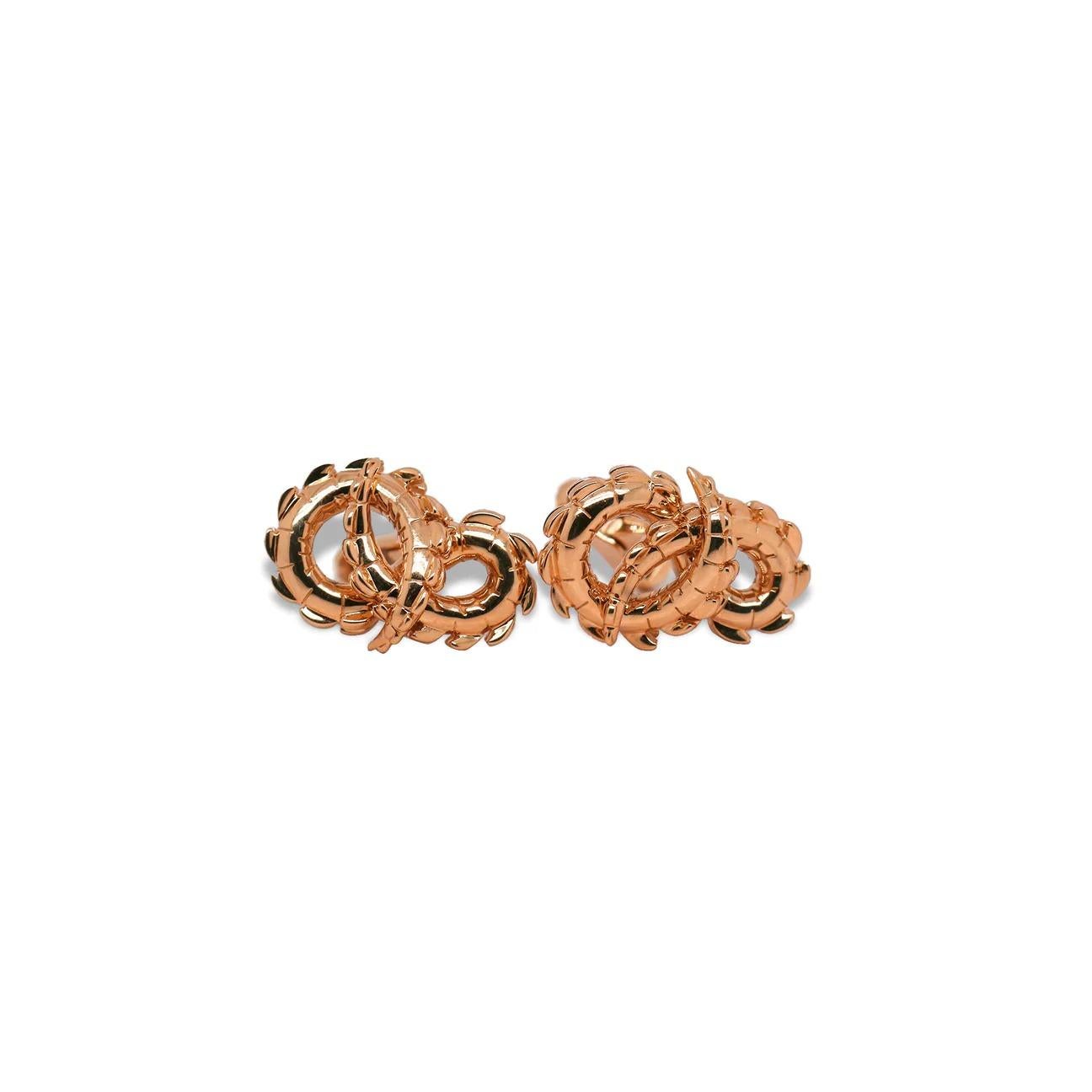 Artist Crocodile Tail Earrings in 18ct Yellow Gold For Sale