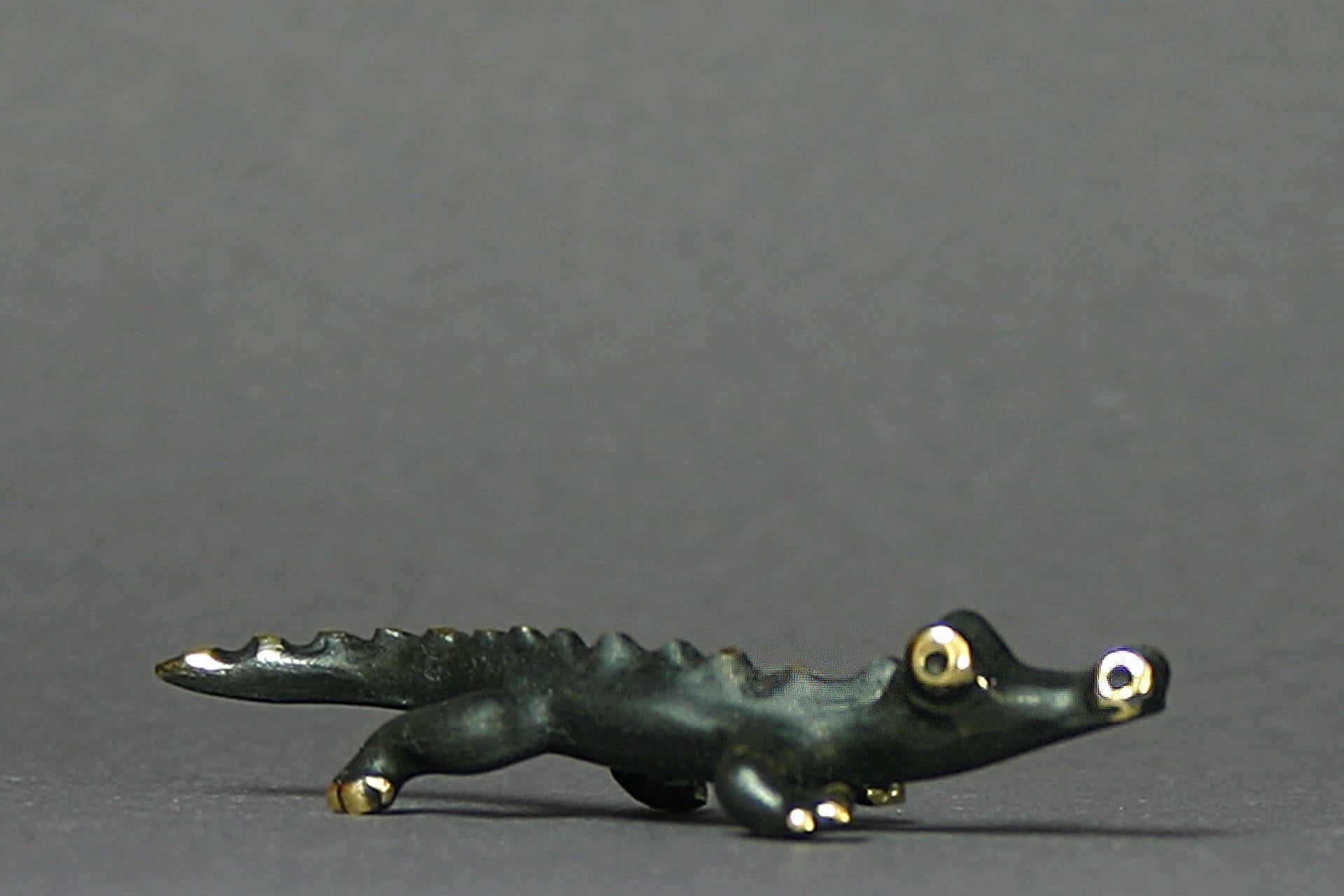 Krokodil Walter Bosse Figurinen Messing patiniert neu Wien Österreich (Österreichisch) im Angebot