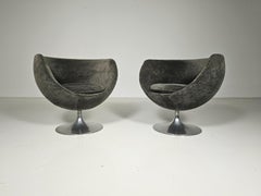 Crocus Ball Chair in dark green teddy by Pierre Guariche for Meurop Belgium