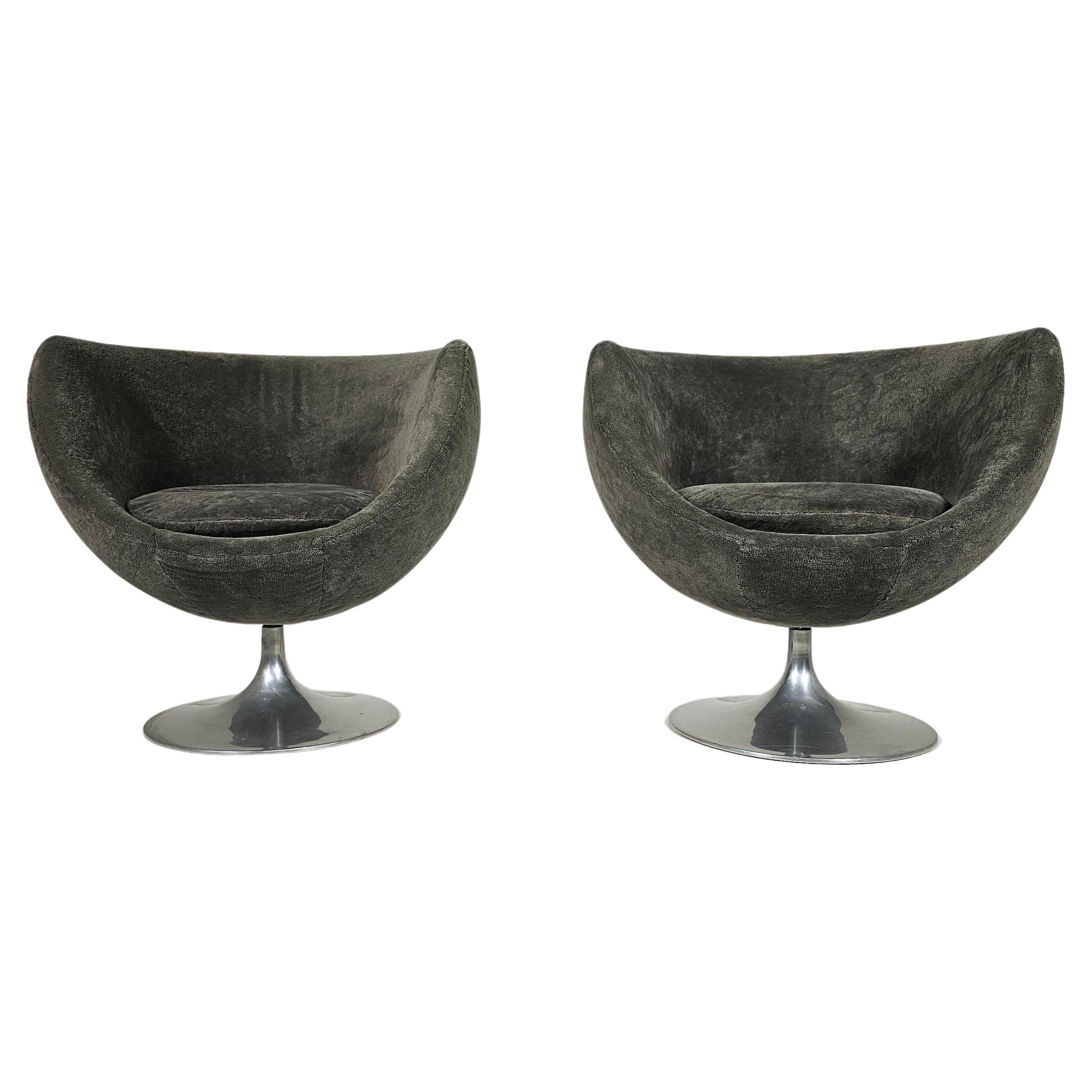 Crocus Ball Chair in dark green teddy by Pierre Guariche for Meurop Belgium