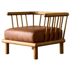 Croff Armchair by Ettore Sottsass for the Casa Nova Series, reupholstered in bro
