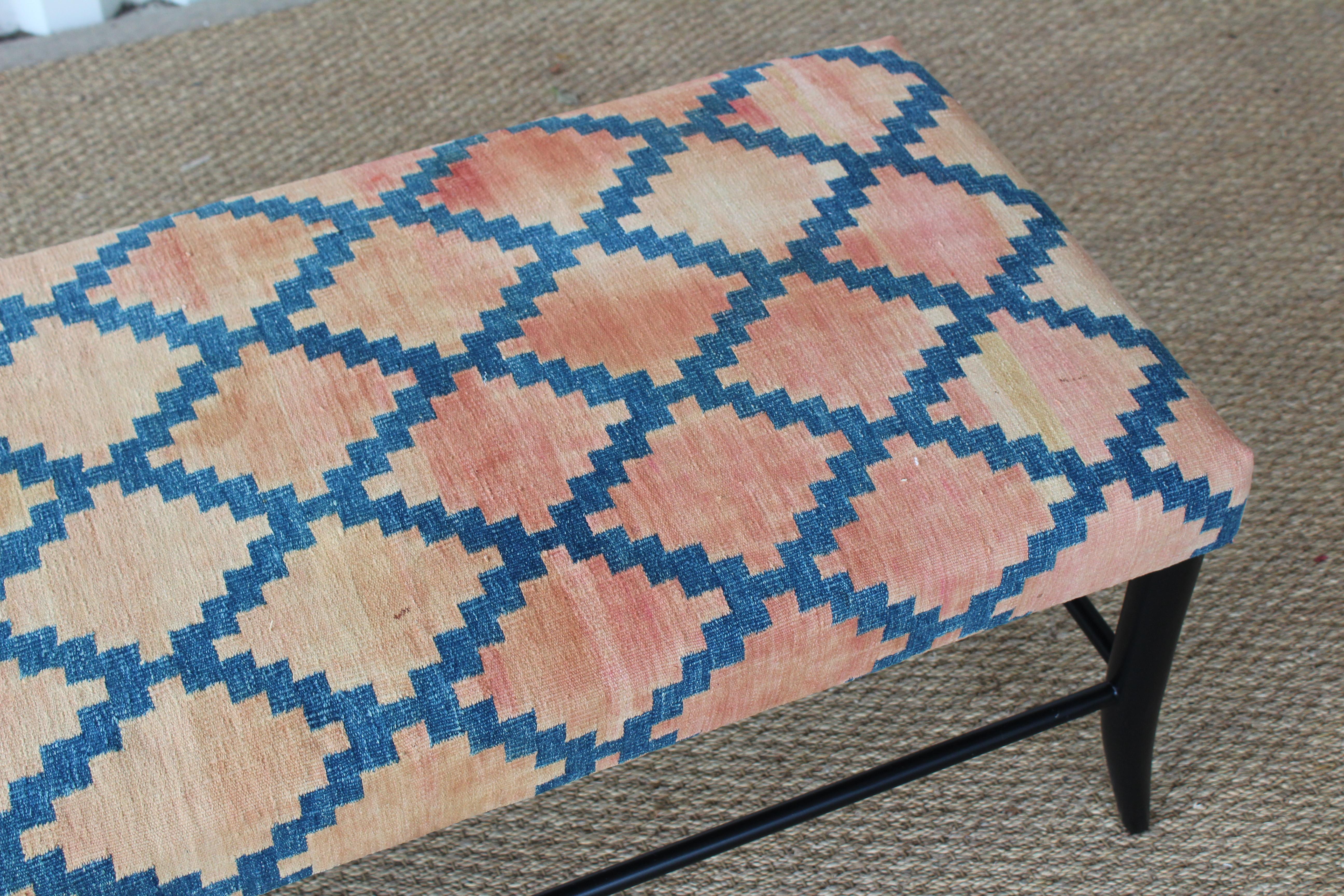 American Croft Bench in Vintage Textile Upholstery