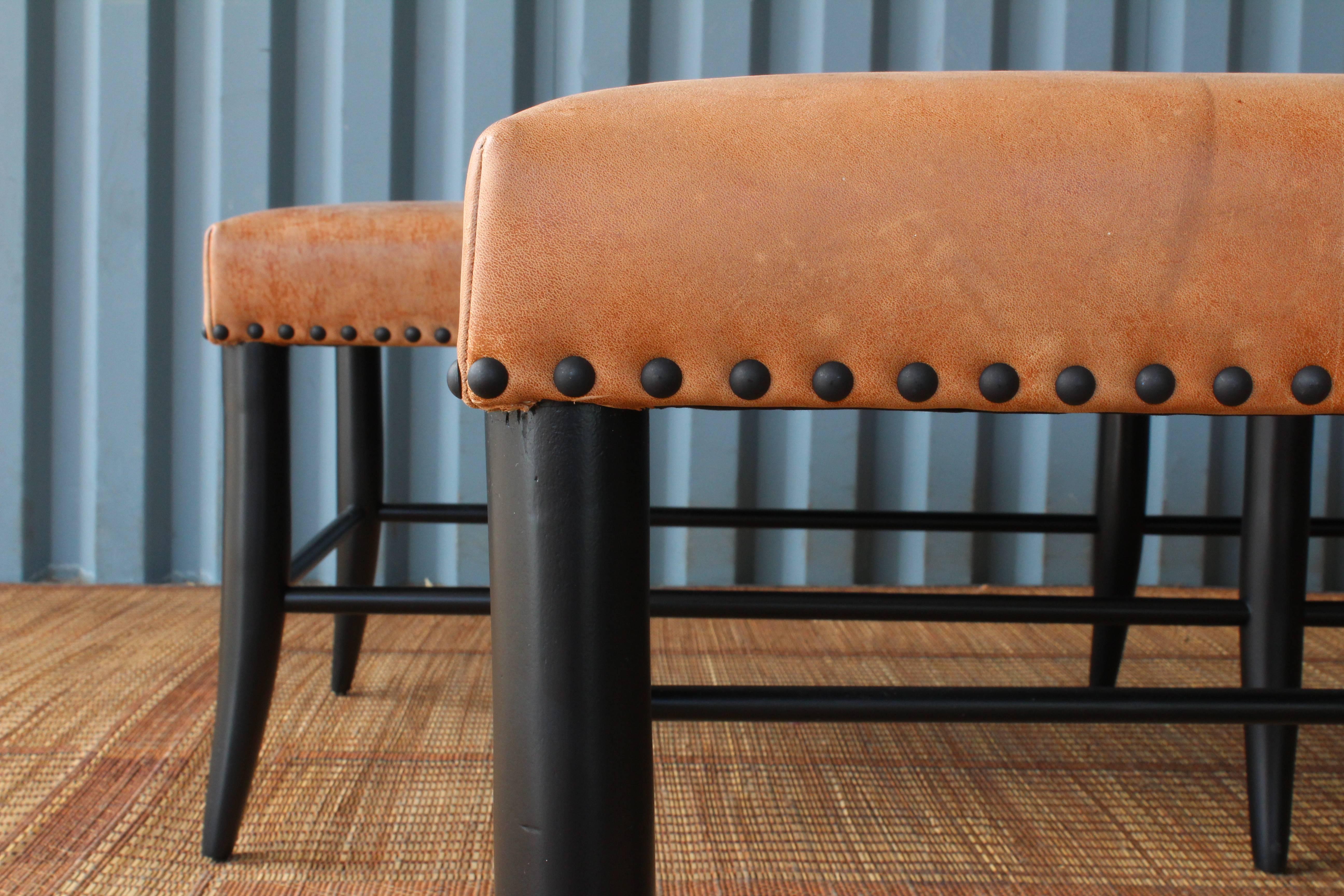 Croft Bench Upholstered in Vintage Leather 7