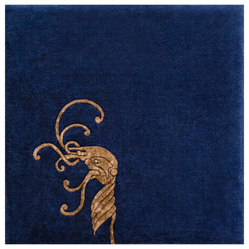 "Croi" Limited Edition Blue, Gold, Silk and Irish Wool Rug by Rhyme Studio