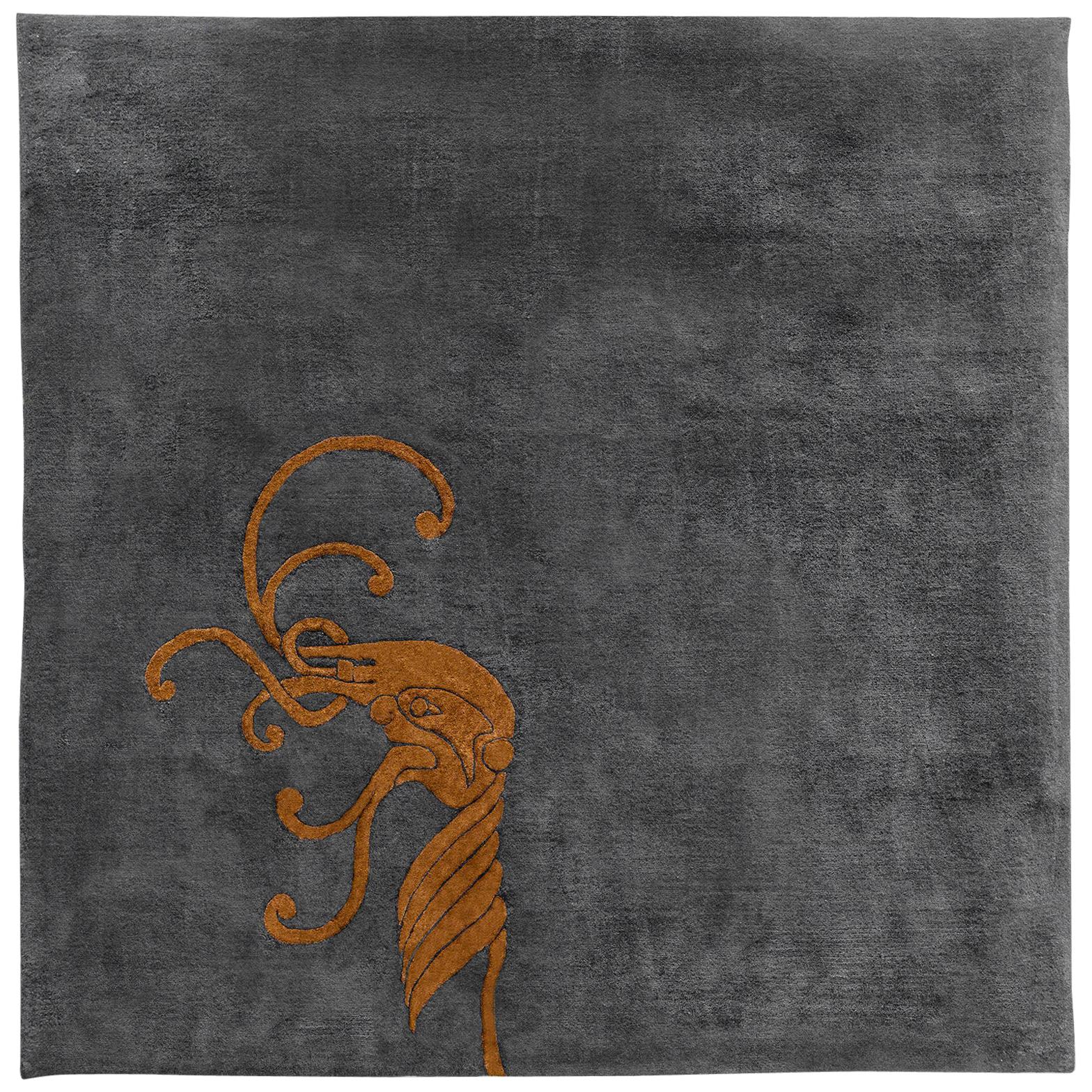 "Inis" Limited Edition Blue and Silver Irish Wool Rug or Tapestry by