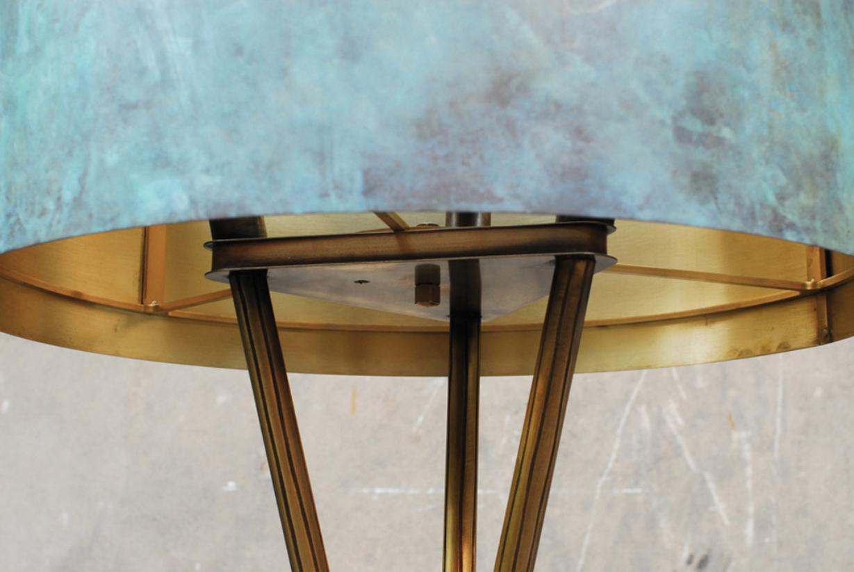 German Croisette Brass Floor Lamp, Signed by Stefan Leo For Sale