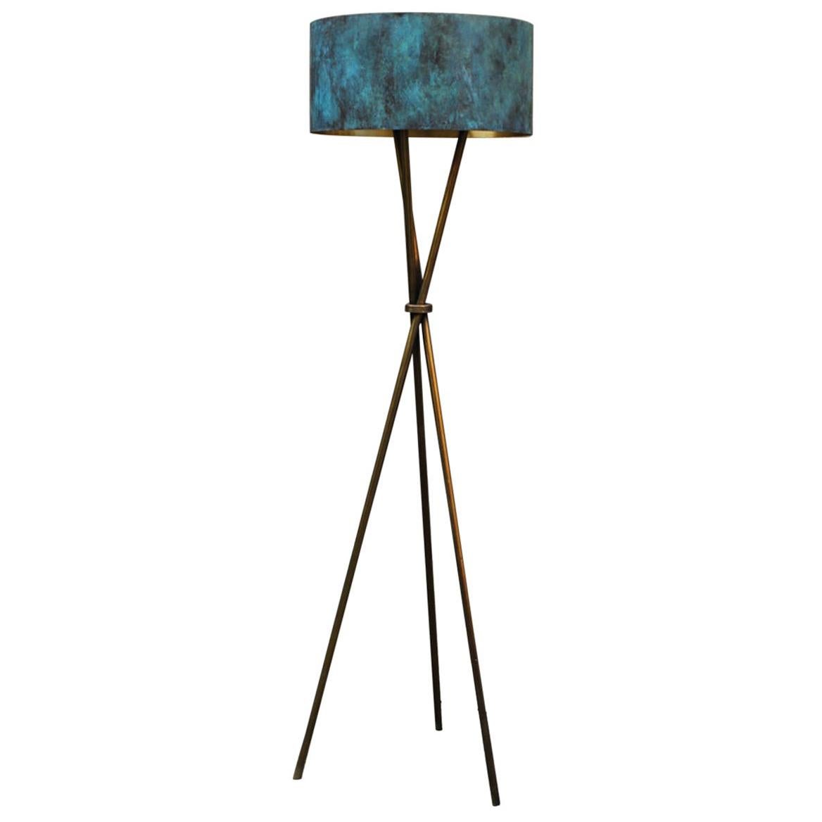 Croisette Brass Floor Lamp, Signed by Stefan Leo