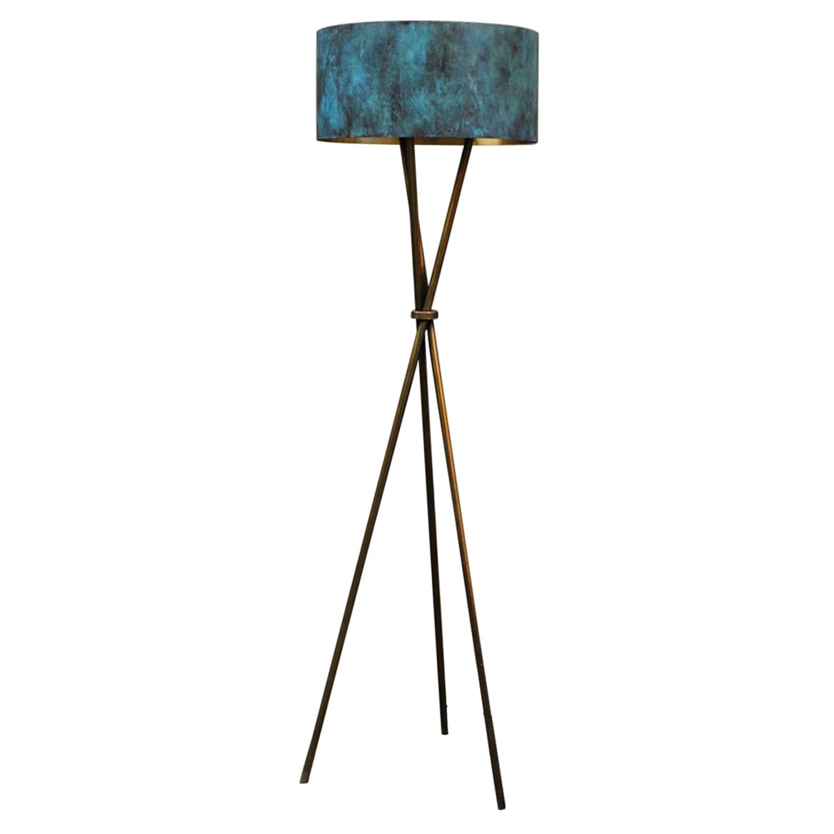 Croisette Brass Floor Lamp, Signed by Stefan Leo For Sale