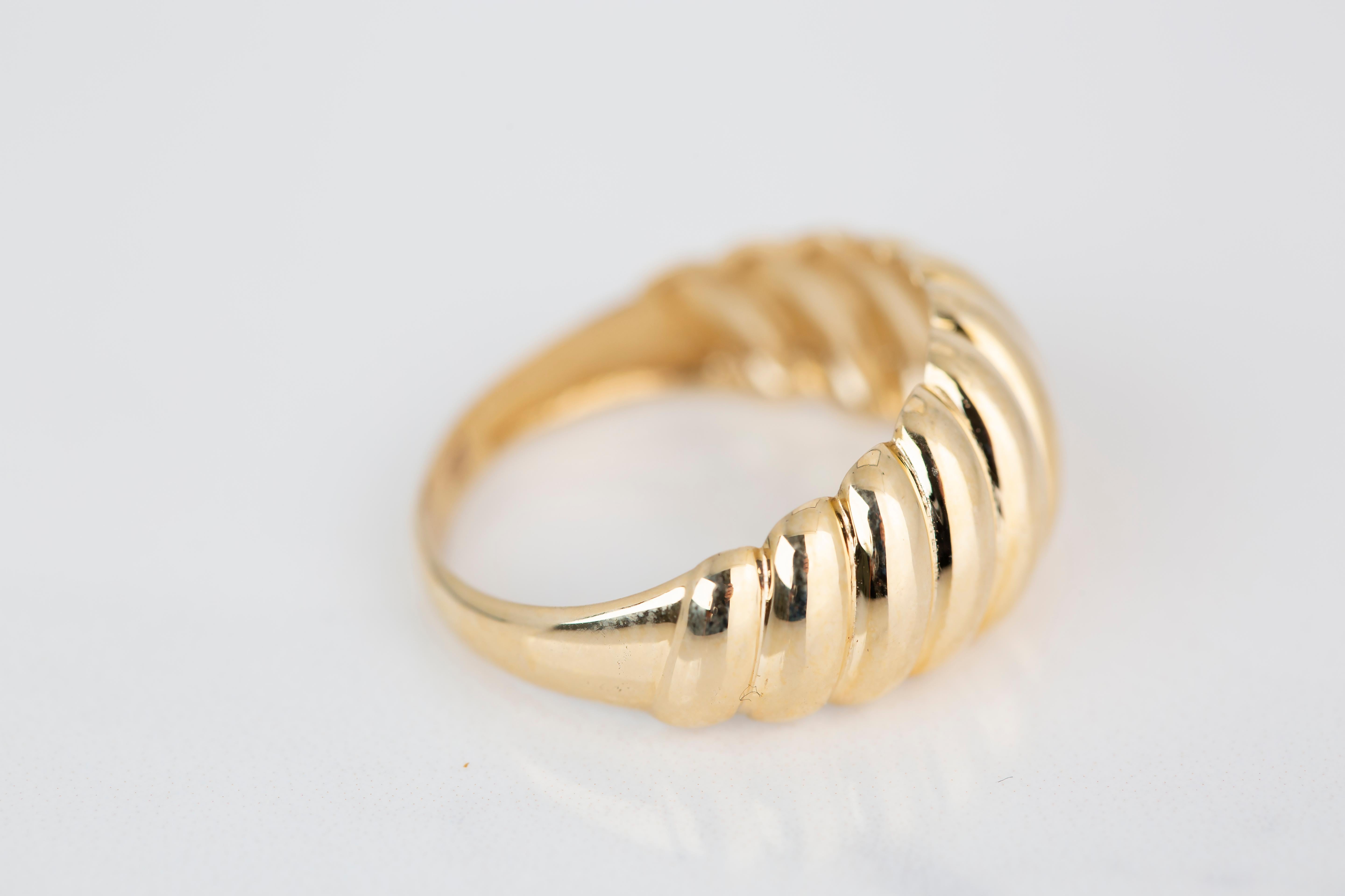 For Sale:  Croissant Ring, Dome Croissant Ring, 14K Gold Croissant Ring 3