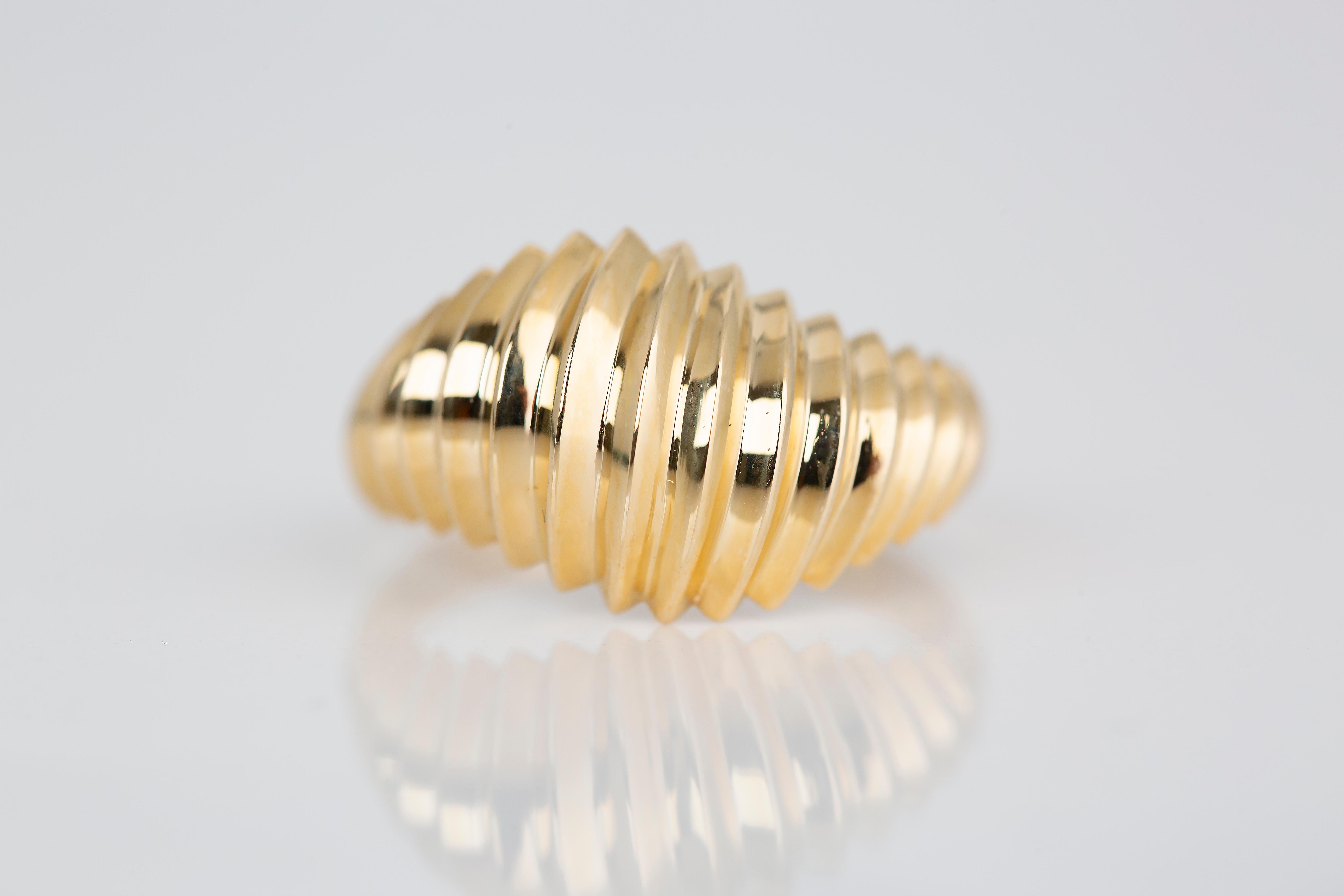 En vente :  Bague Croissant, bague Croissant à dôme, bague Croissant en or 14K 5