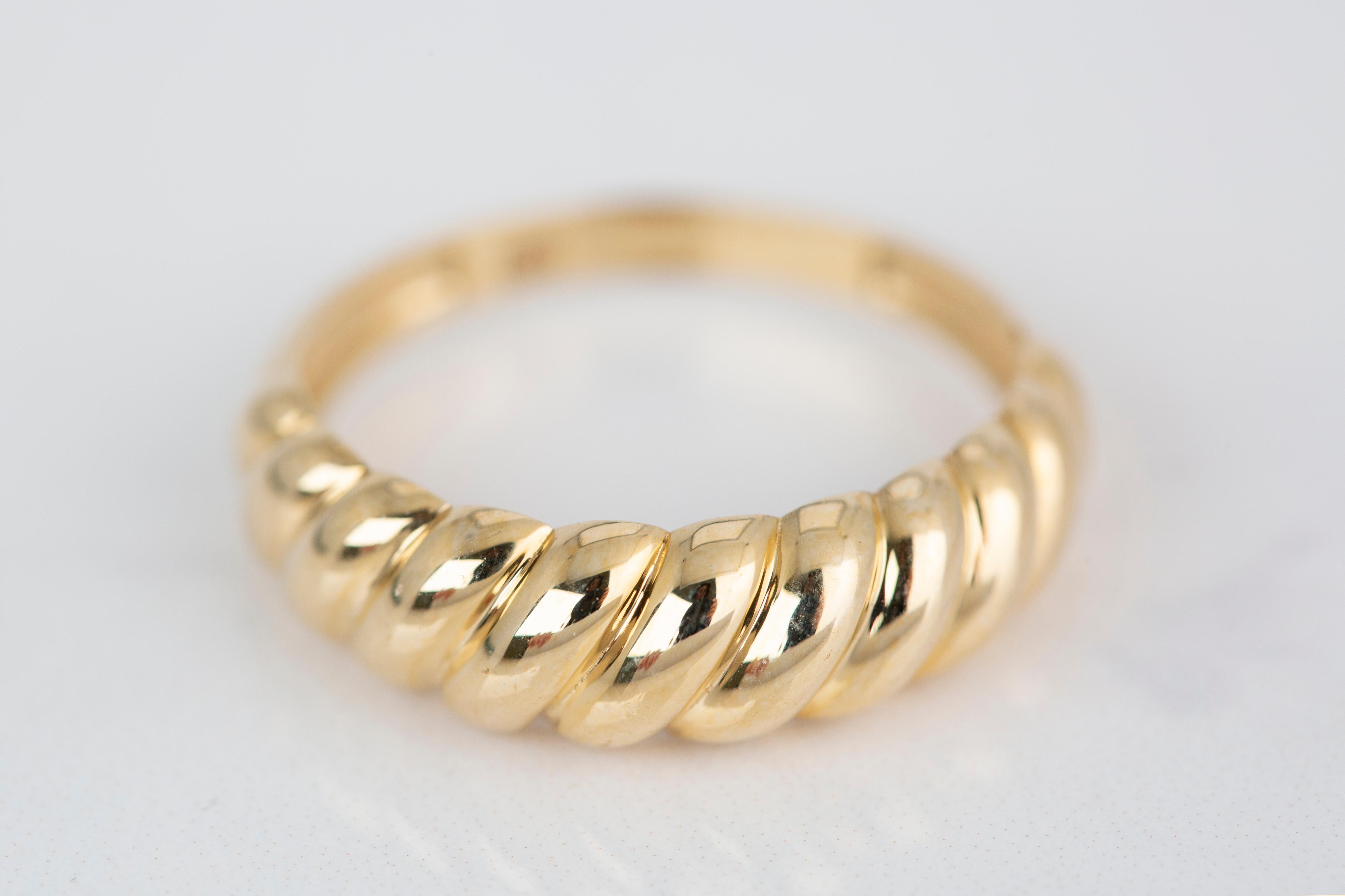 For Sale:  Croissant Ring, Dome Croissant Ring, 14K Gold Croissant Ring 5