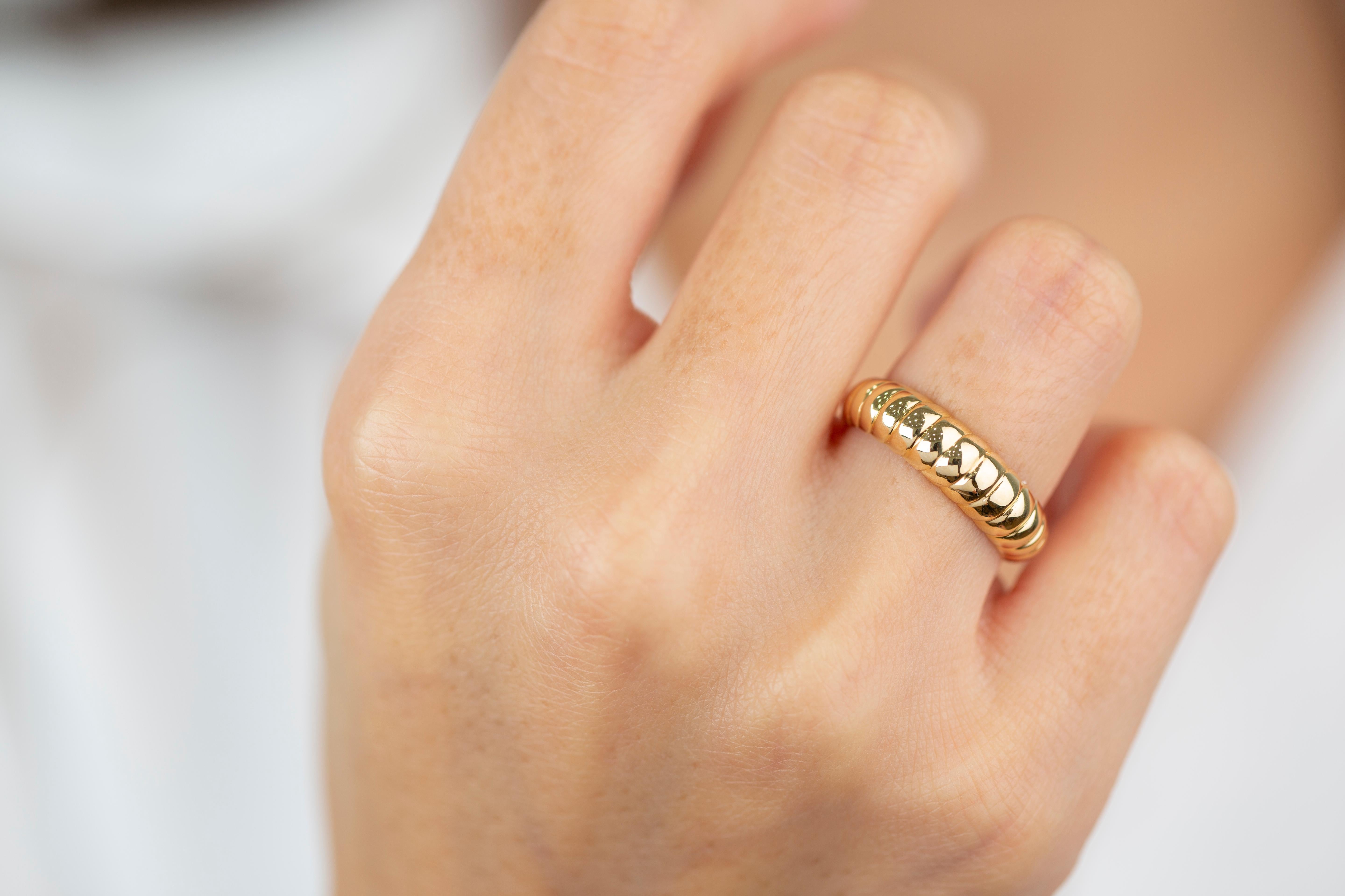For Sale:  Croissant Ring, Dome Croissant Ring, 14K Gold Croissant Ring 6