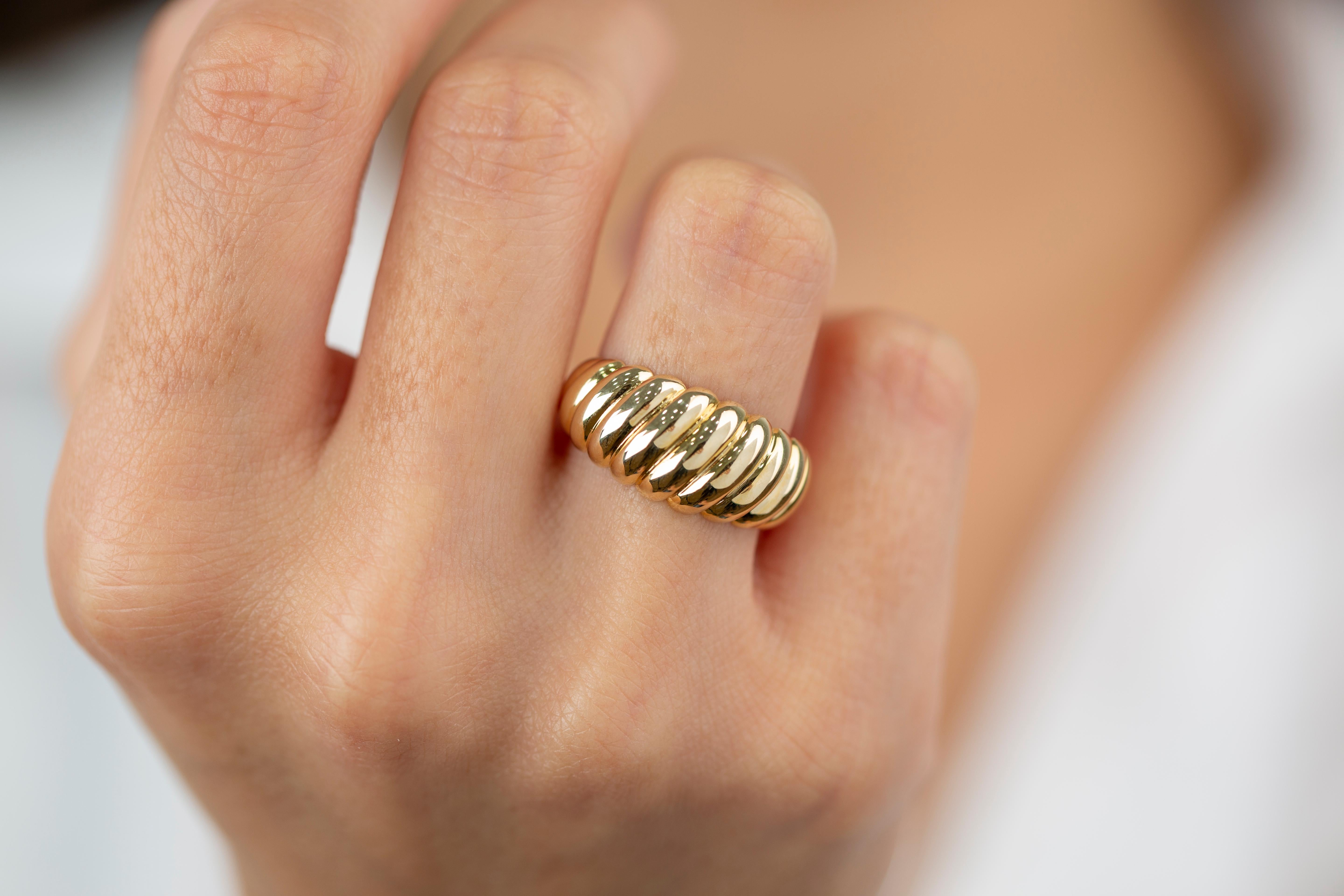 For Sale:  Croissant Ring, Dome Croissant Ring, 14K Gold Croissant Ring 7