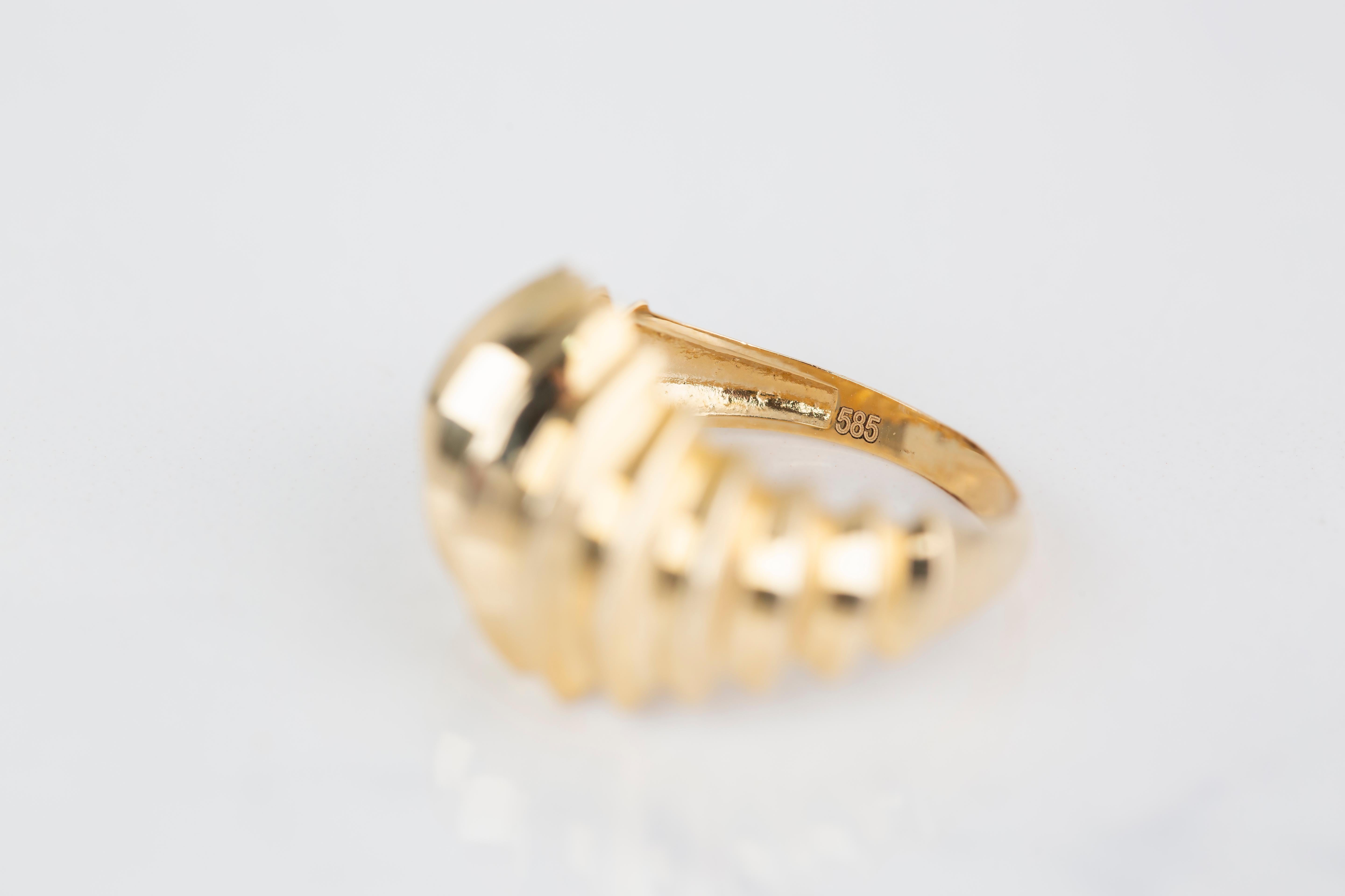 For Sale:  Croissant Ring, Dome Croissant Ring, 14K Gold Croissant Ring 7