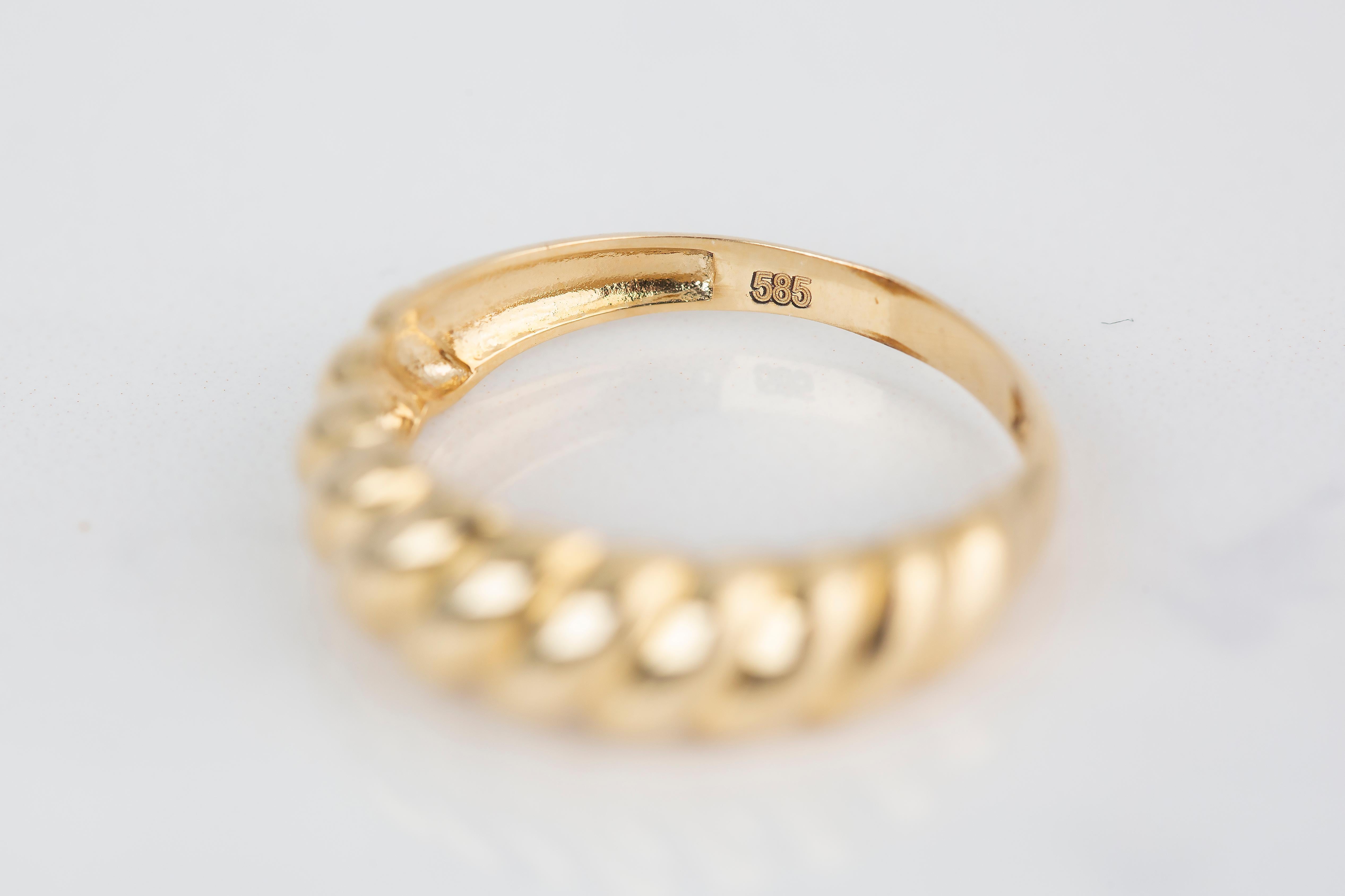 For Sale:  Croissant Ring, Dome Croissant Ring, 14K Gold Croissant Ring 8