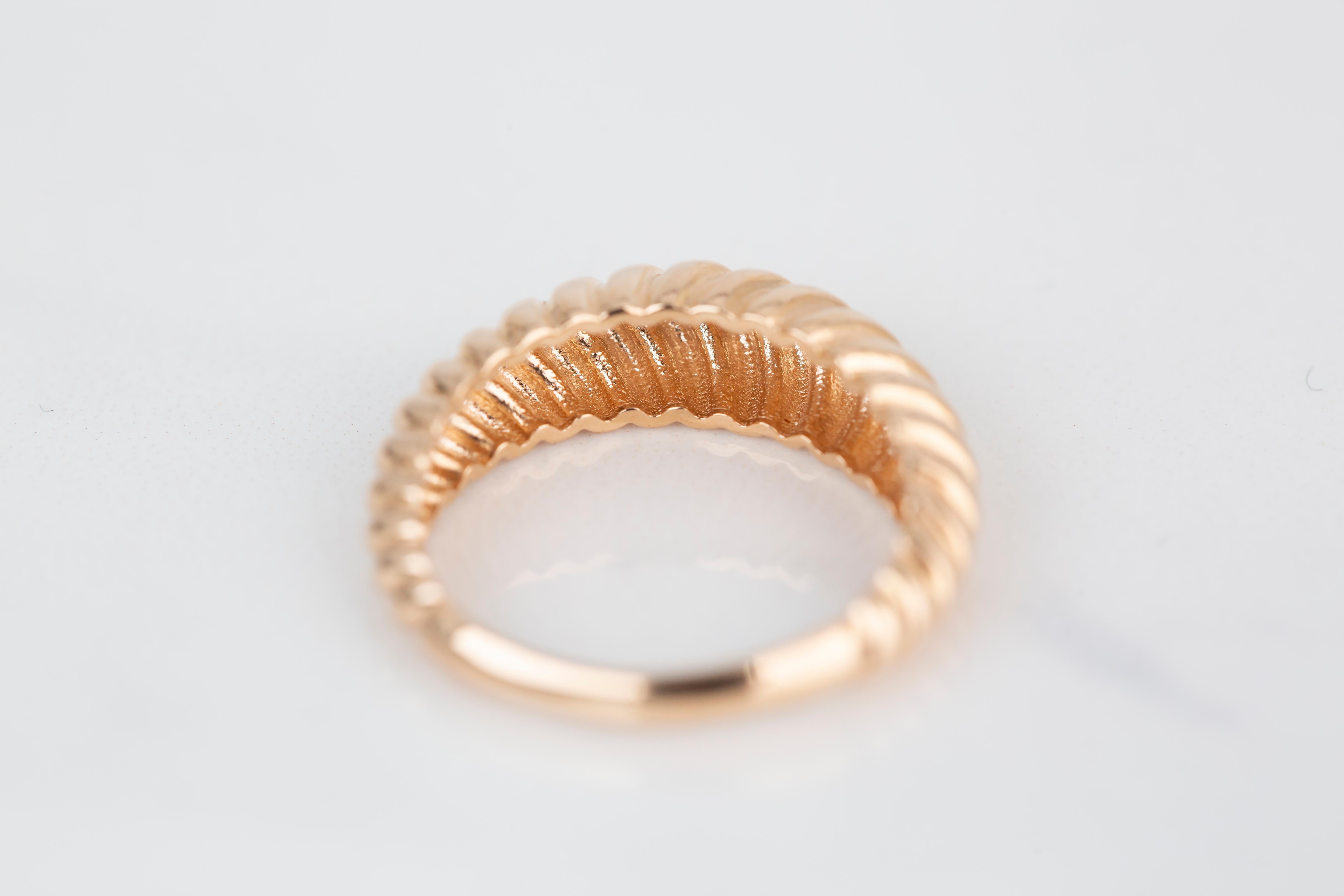 For Sale:  Croissant Ring, Dome Croissant Ring, 14K Gold Croissant Ring 8