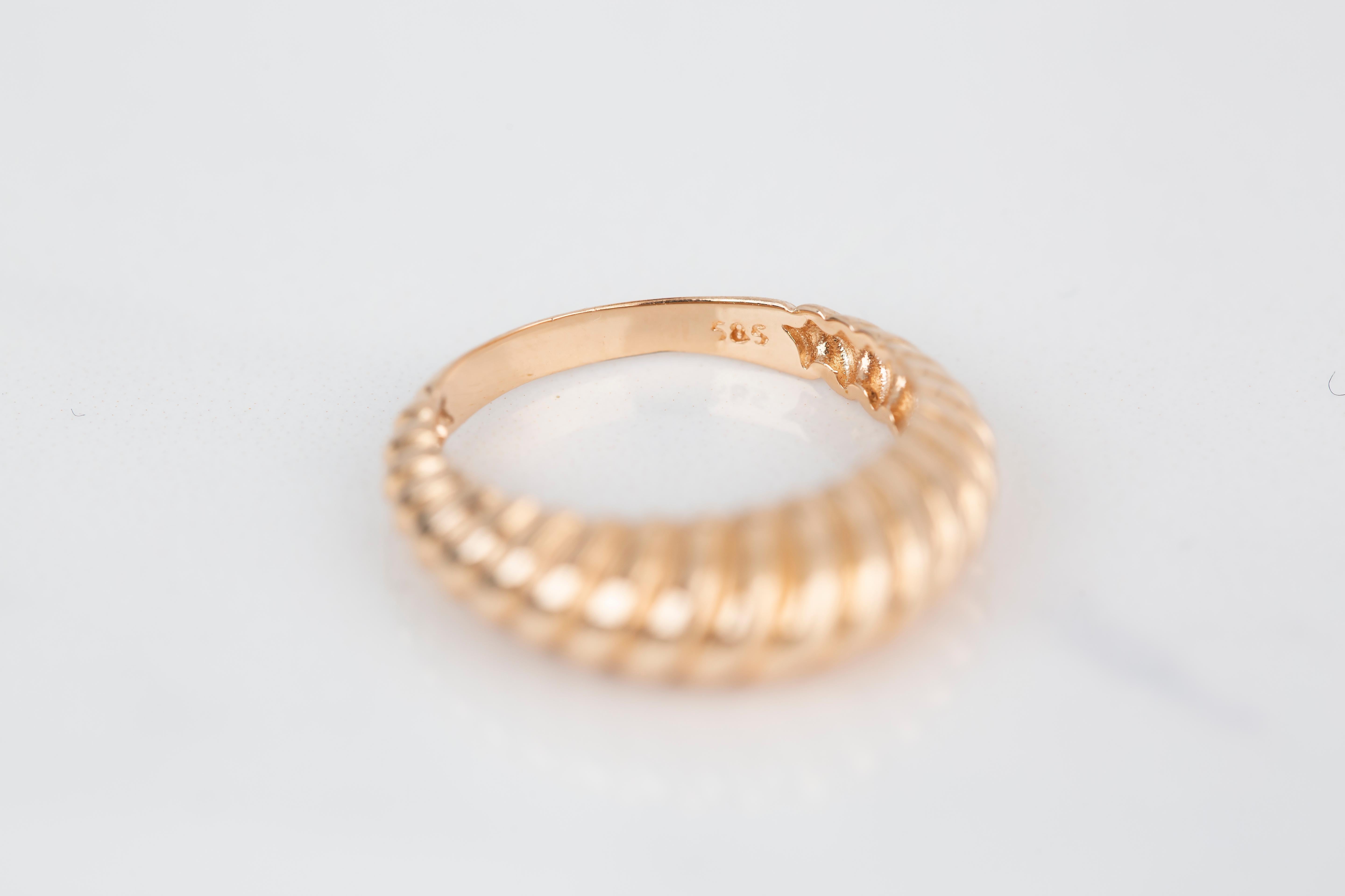 For Sale:  Croissant Ring, Dome Croissant Ring, 14K Gold Croissant Ring 9