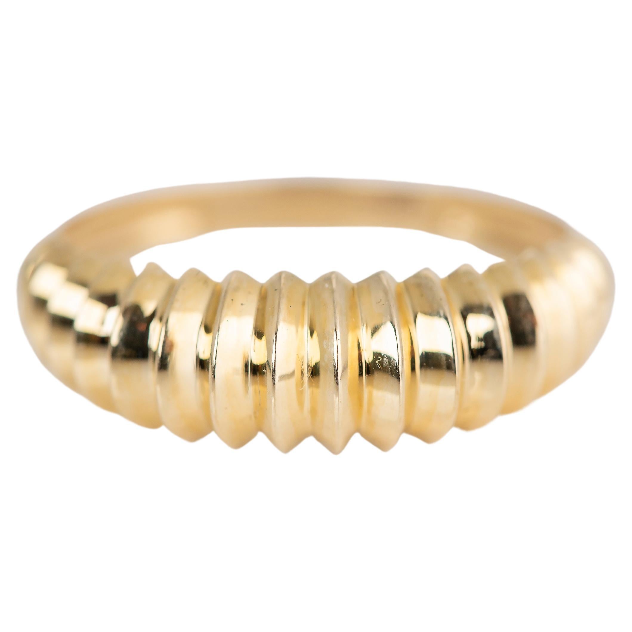For Sale:  Croissant Ring, Dome Croissant Ring, 14K Gold Croissant Ring