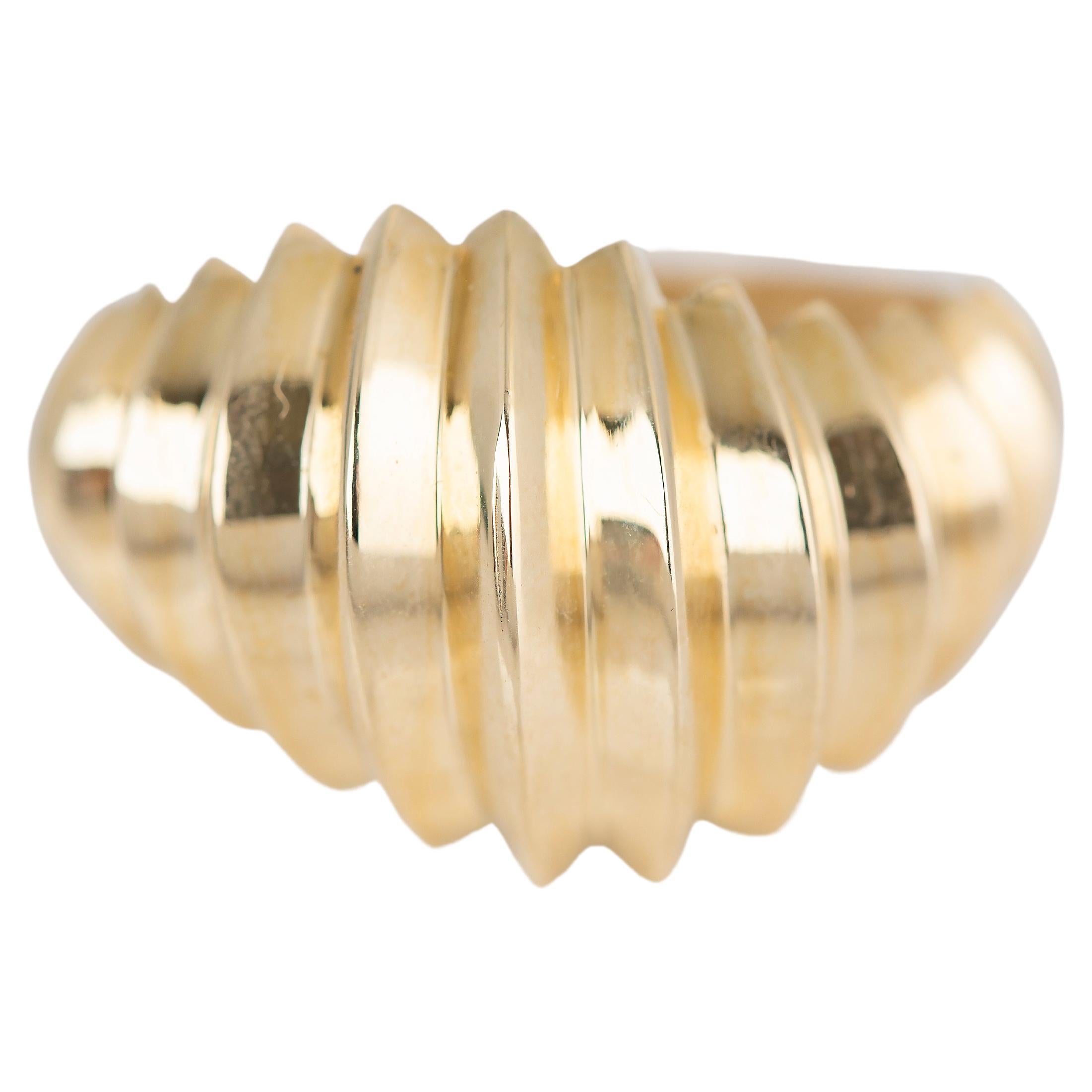 Croissant Ring, Dome Croissant Ring, 14K Gold Croissant Ring