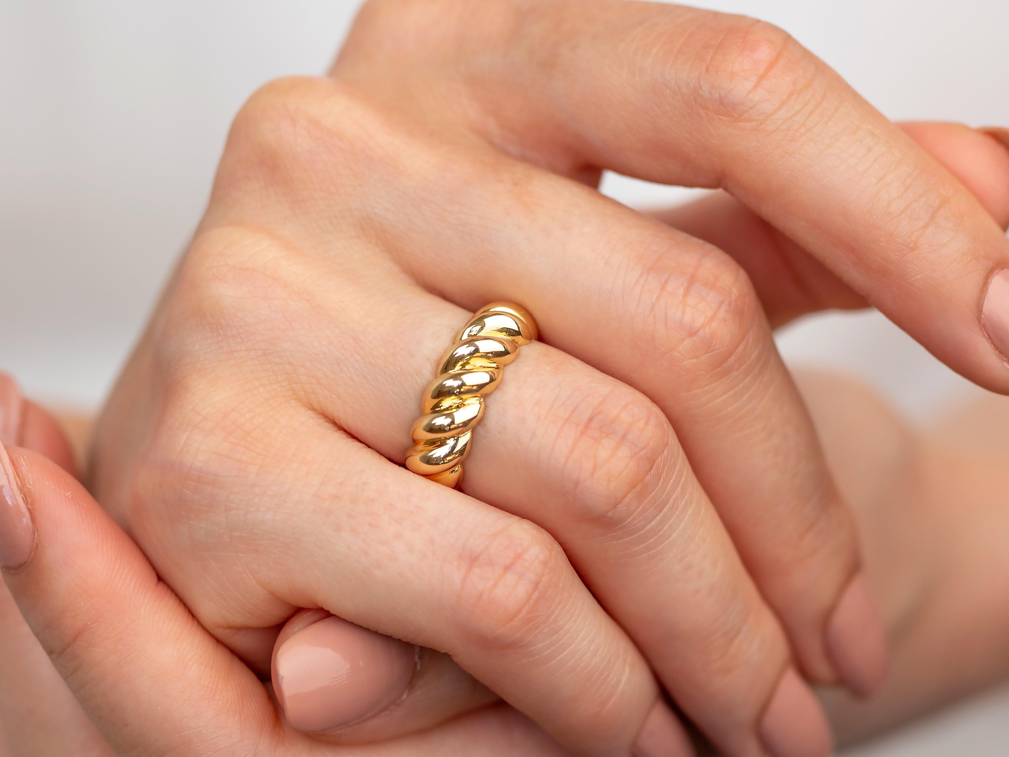 For Sale:  Croissant Ring, Full Dome Croissant Ring, 14K Gold Croissant Ring 2