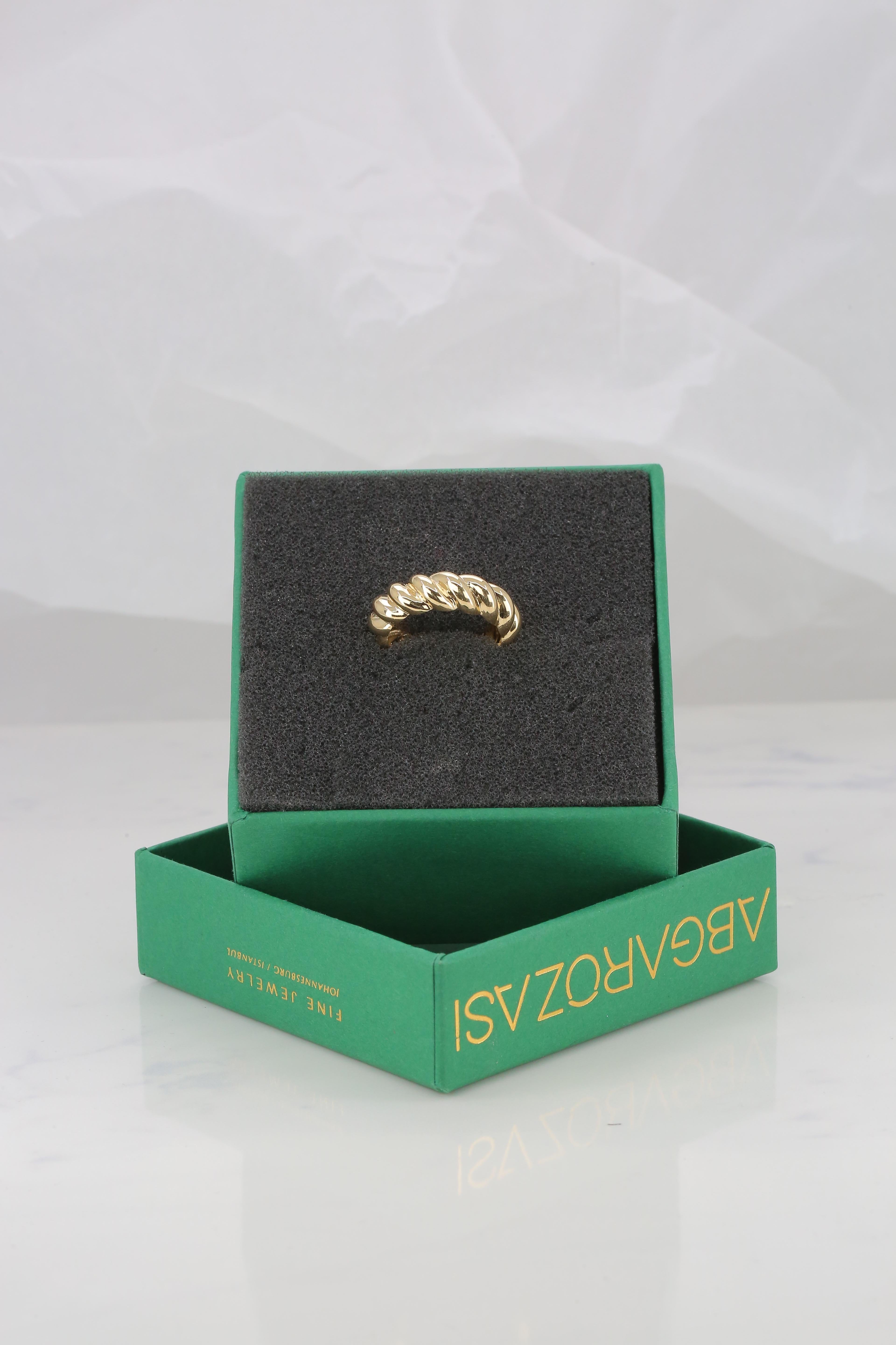 Croissant Ring, Full Dome Croissant Ring, 14K Gold Croissant Ring 4