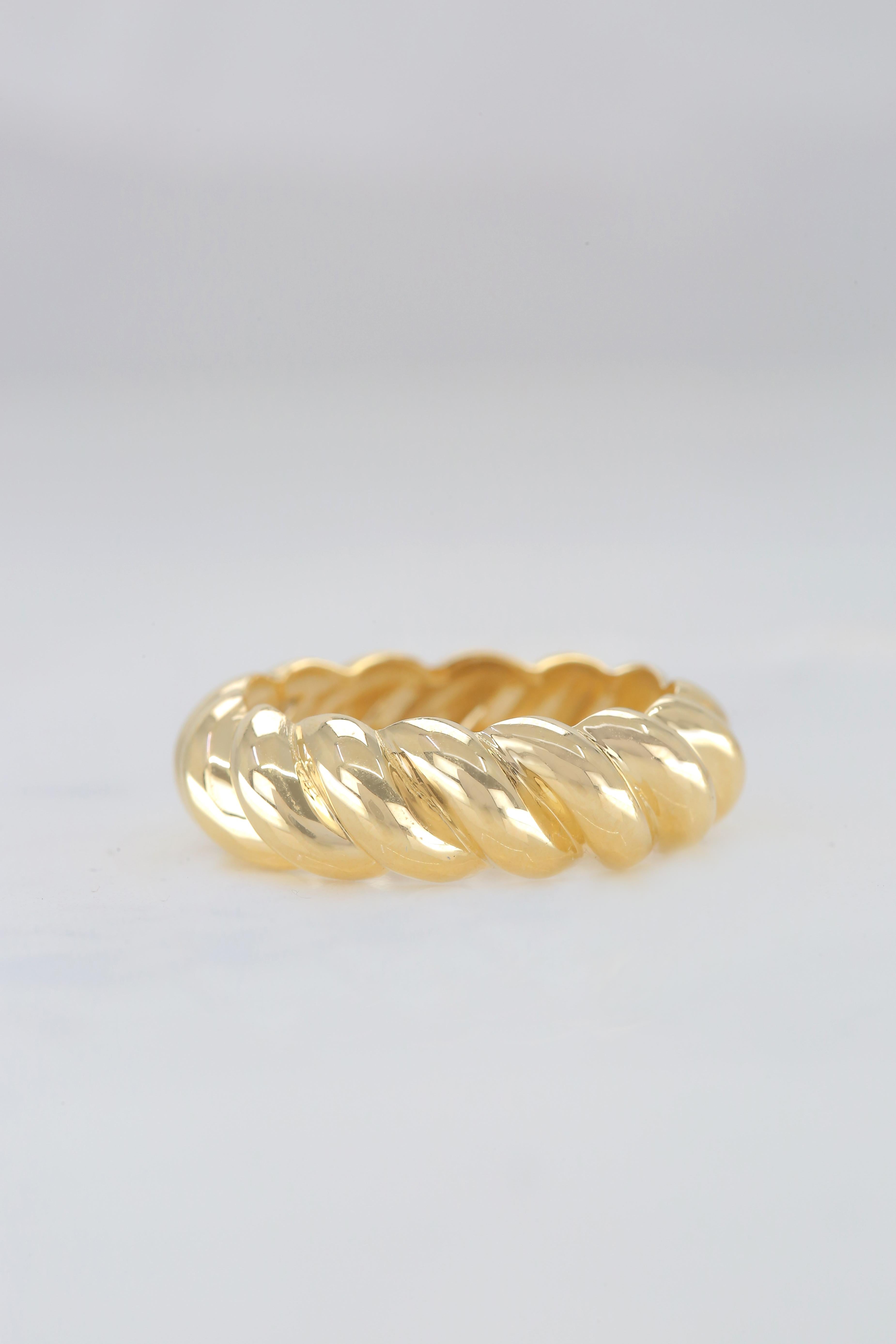 For Sale:  Croissant Ring, Full Dome Croissant Ring, 14K Gold Croissant Ring 7