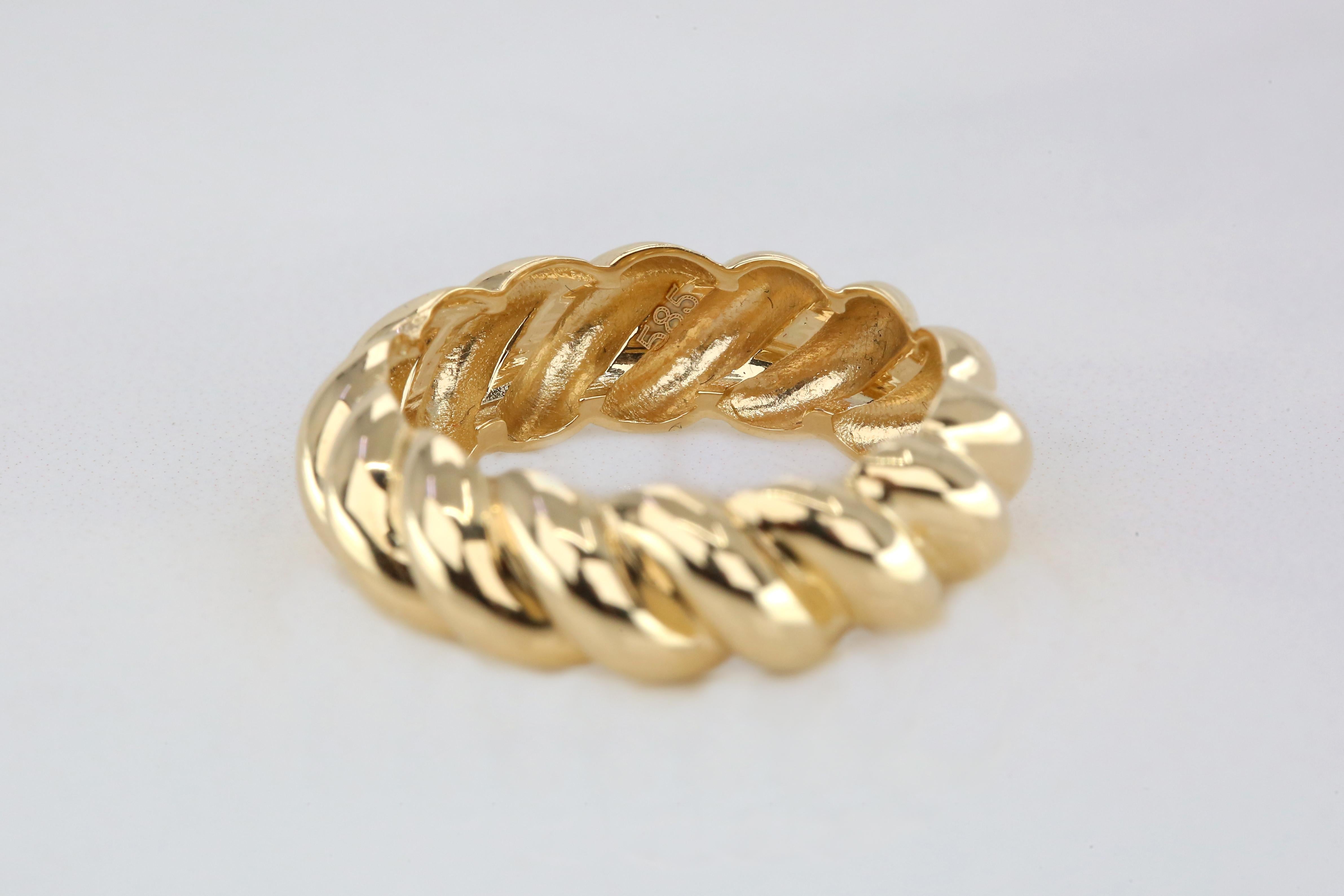 For Sale:  Croissant Ring, Full Dome Croissant Ring, 14K Gold Croissant Ring 8