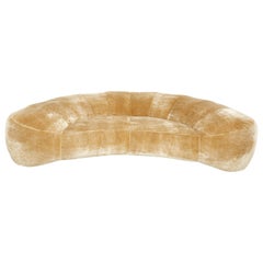Croissant Sofa by Raphael Raffel for Honore Paris in Mohair Velvet, 1970s