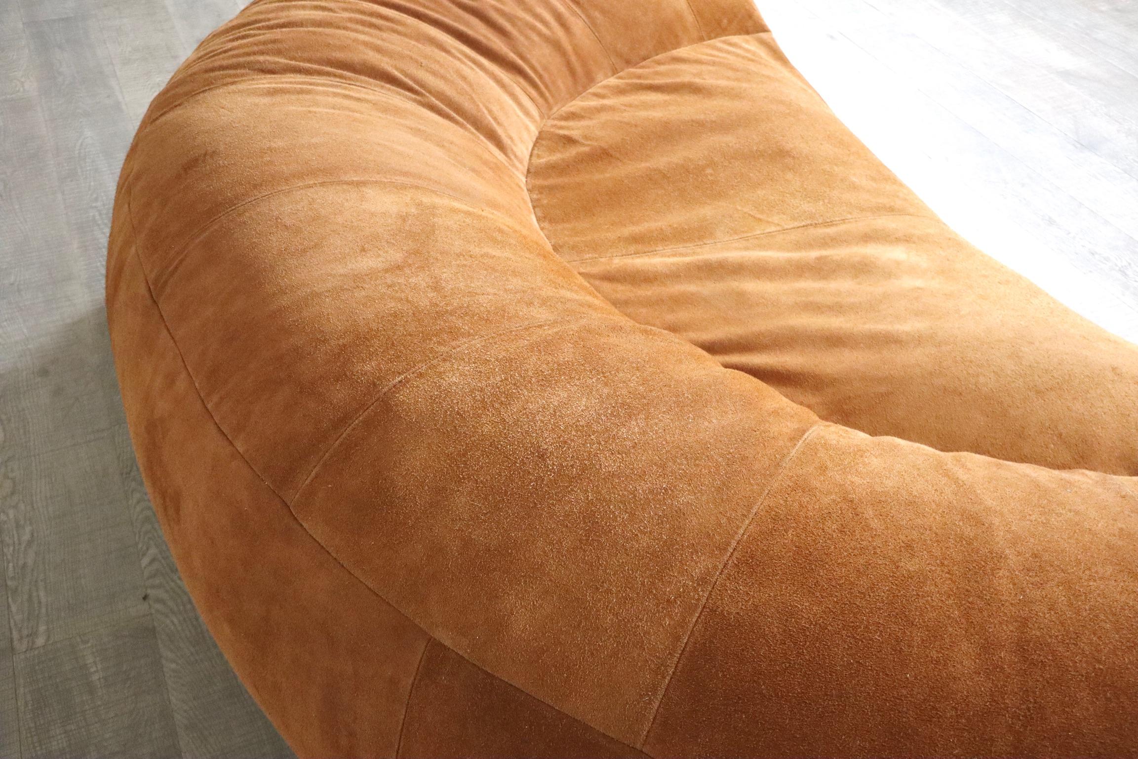 Croissant Sofa in Suede by Raphael Raffel for Honore Paris, 1970s 6