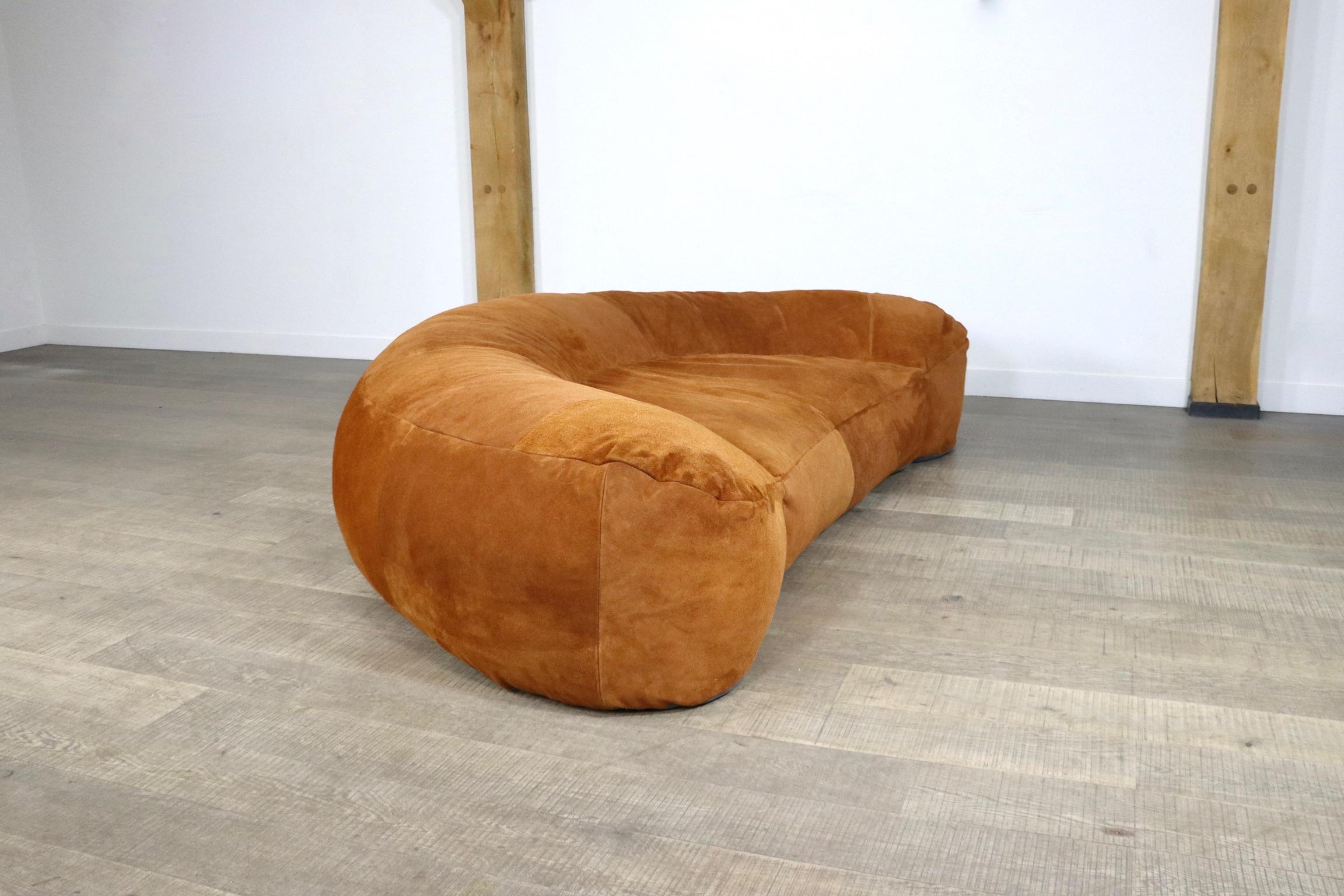 Late 20th Century Croissant Sofa in Suede by Raphael Raffel for Honore Paris, 1970s