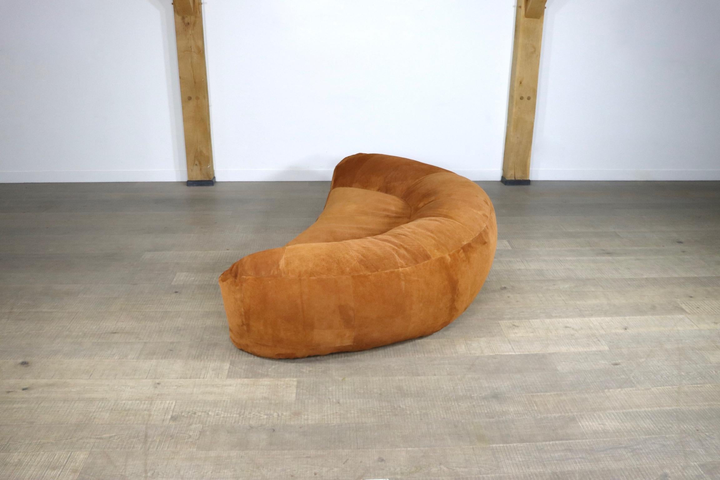 Croissant Sofa in Suede by Raphael Raffel for Honore Paris, 1970s 2